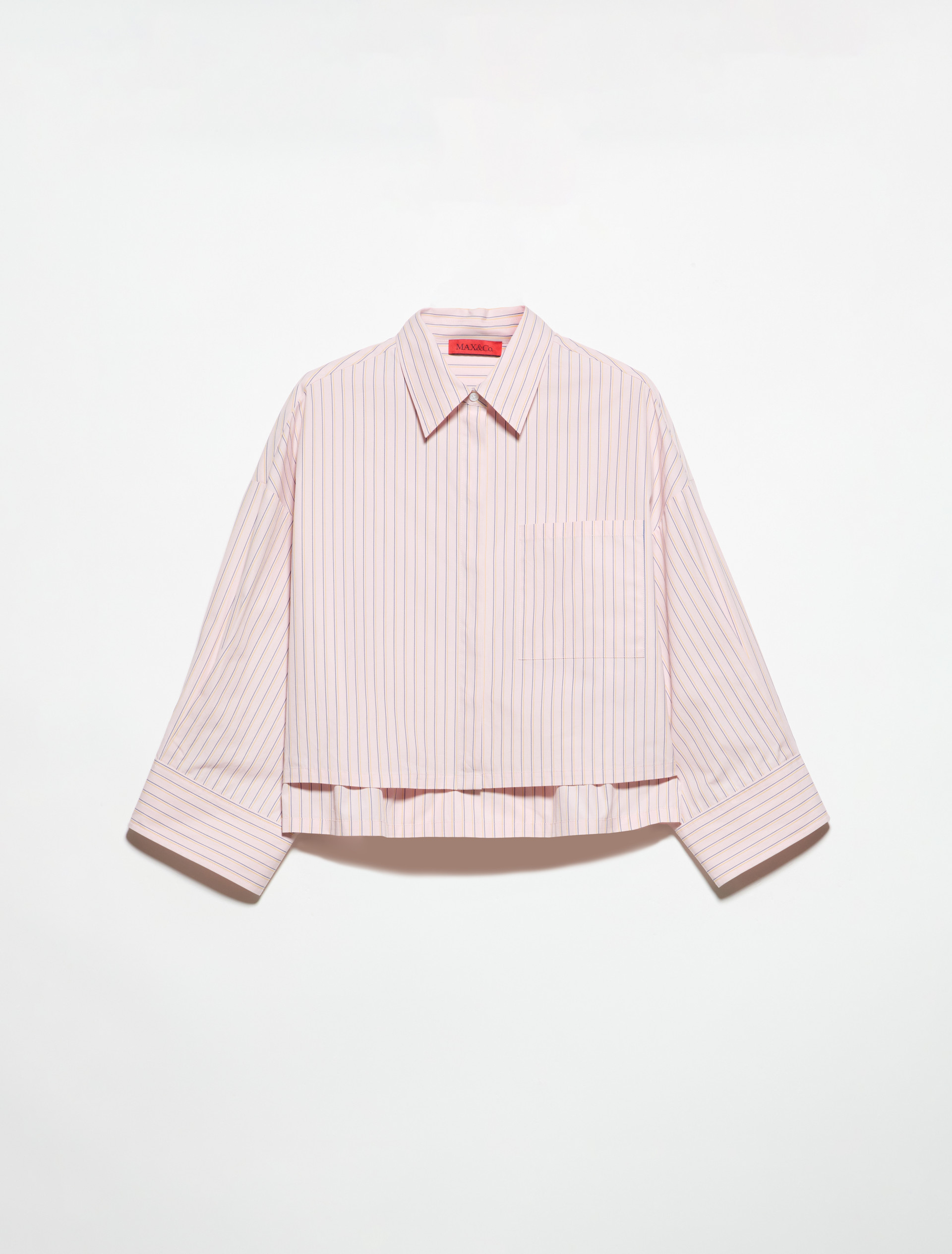 Cropped cotton-poplin shirt, powder | MAX&Co. Cropped cotton-poplin shirt - POWDER - MAX&Co. - 5