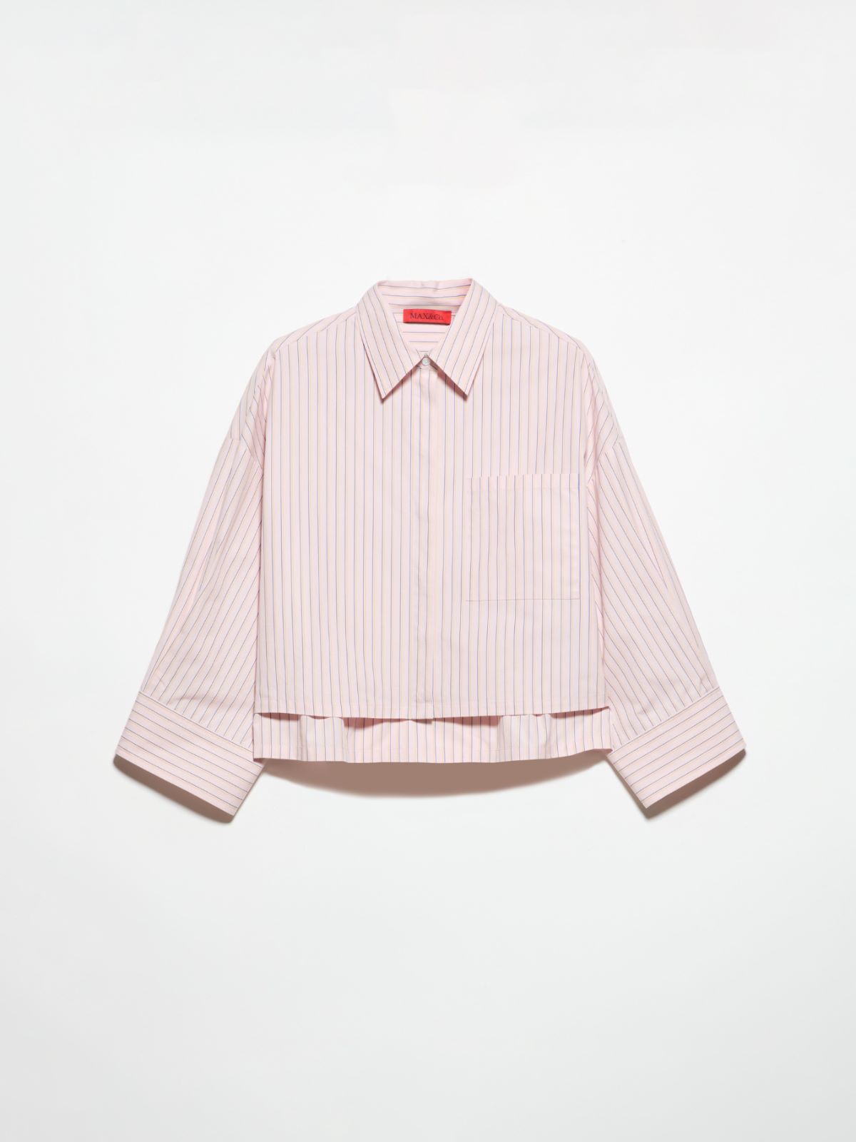 Cropped cotton-poplin shirt, powder | MAX&Co. Cropped cotton-poplin shirt - POWDER - MAX&Co. - 5