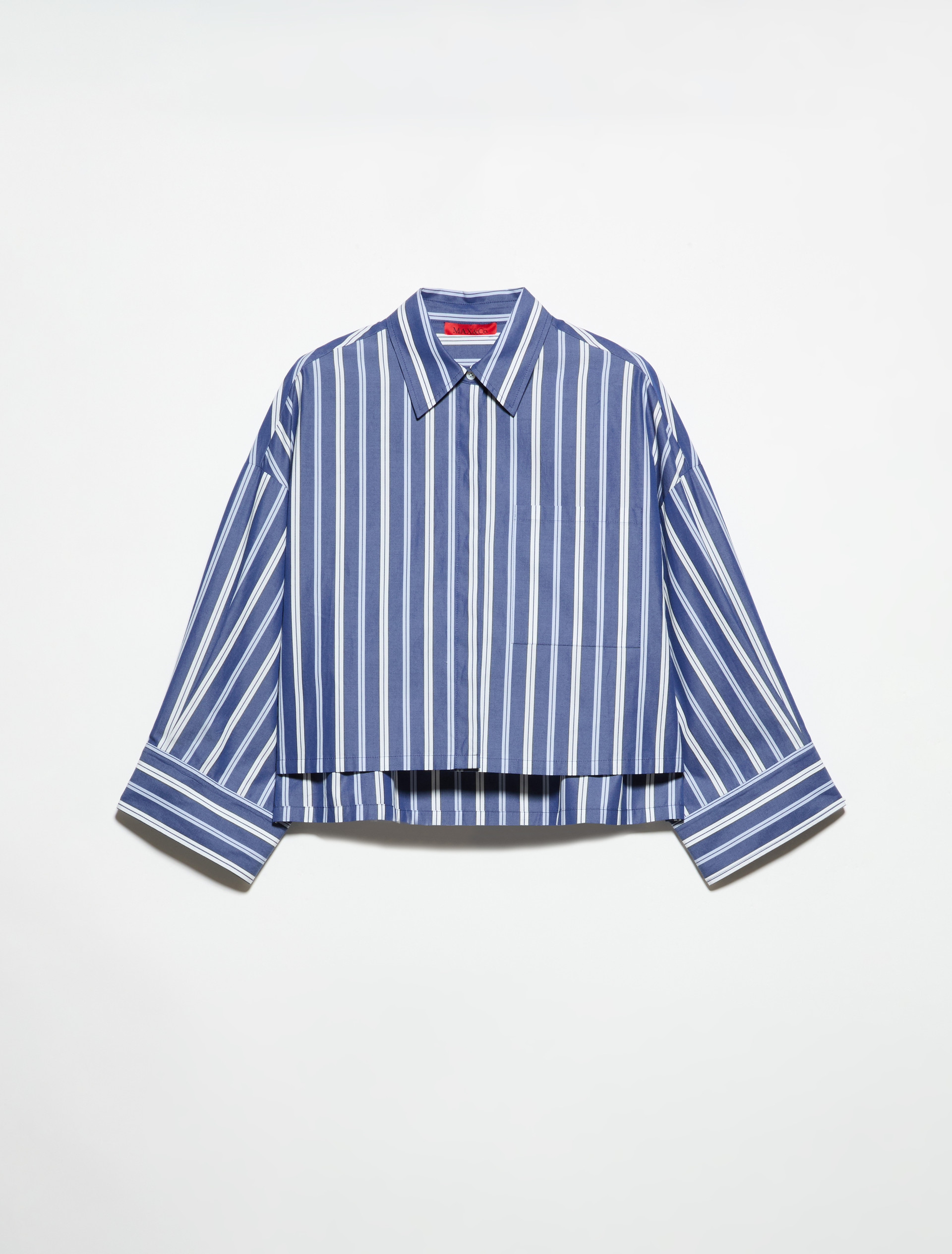 Cropped cotton-poplin shirt, navy | MAX&Co. Cropped cotton-poplin shirt - NAVY - MAX&Co. - 5