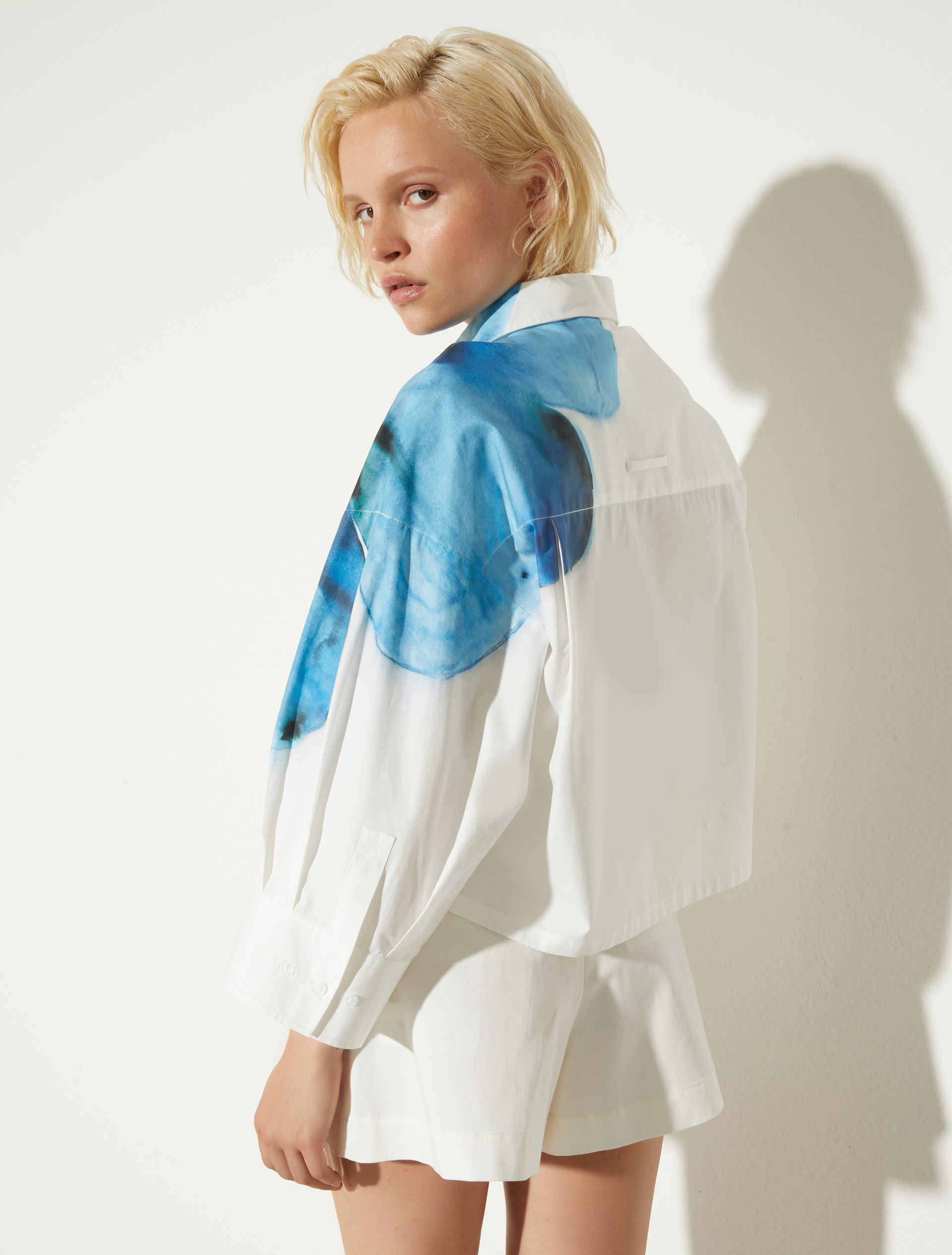 Cropped cotton-poplin shirt - CREAM - MAX&Co. - 2