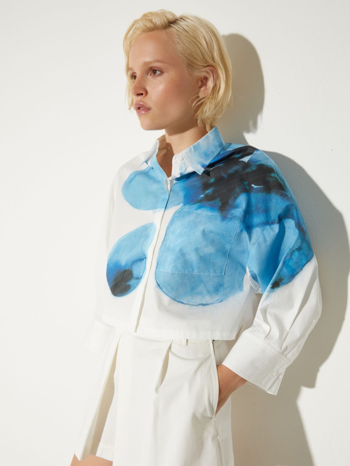 Cropped cotton-poplin shirt - CREAM - MAX&Co.