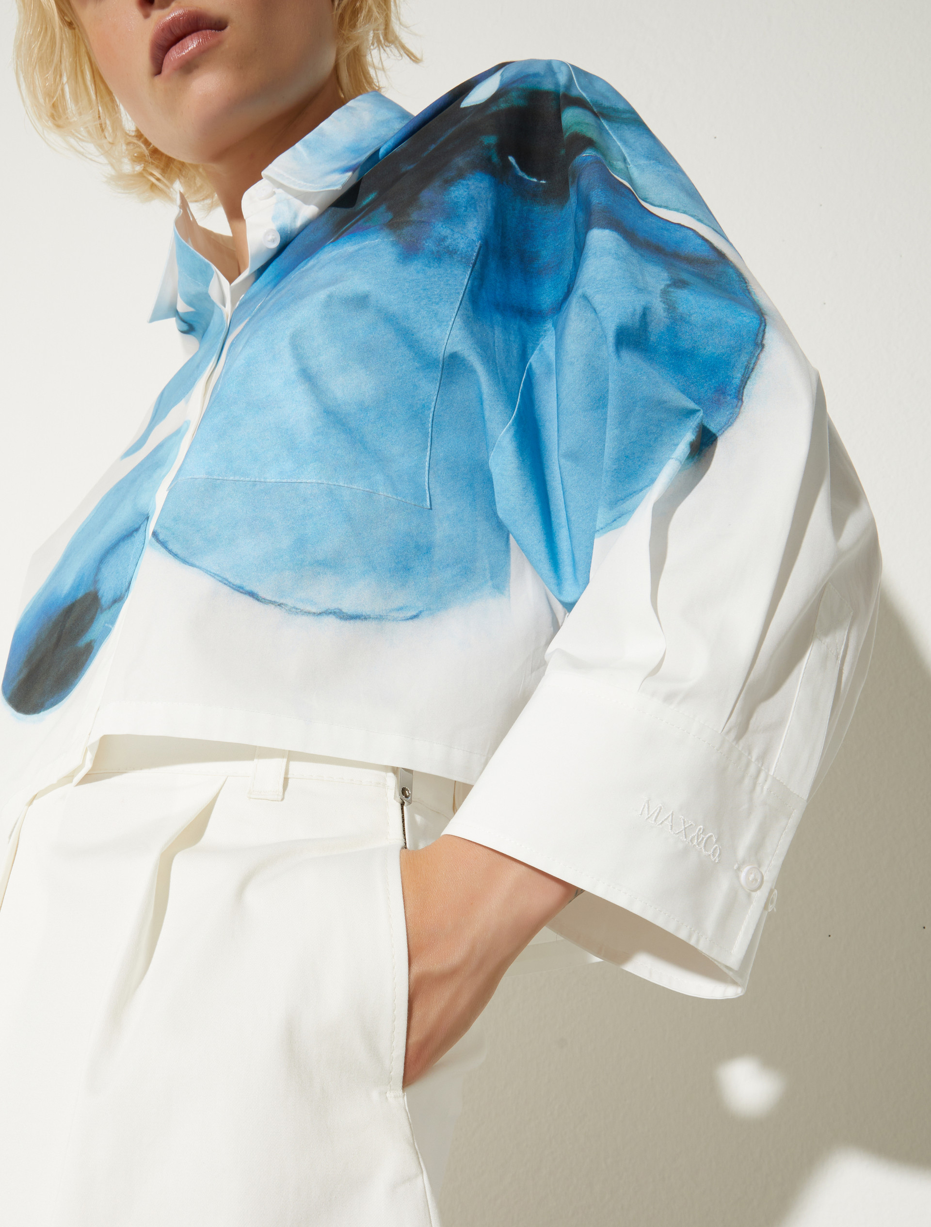 Cropped cotton-poplin shirt - CREAM - MAX&Co. - 6