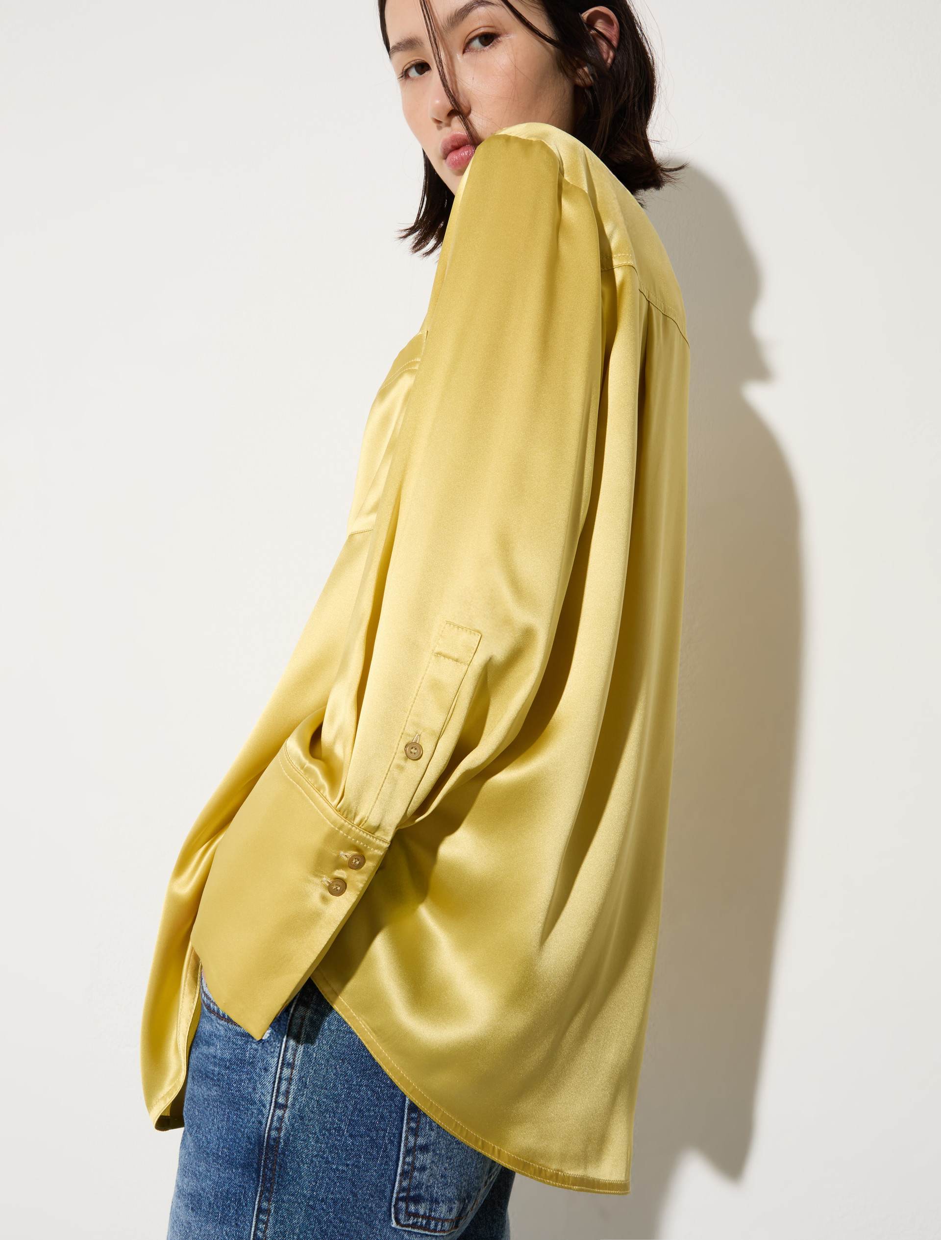 Silk-satin shirt - YELLOW - MAX&Co. - 3
