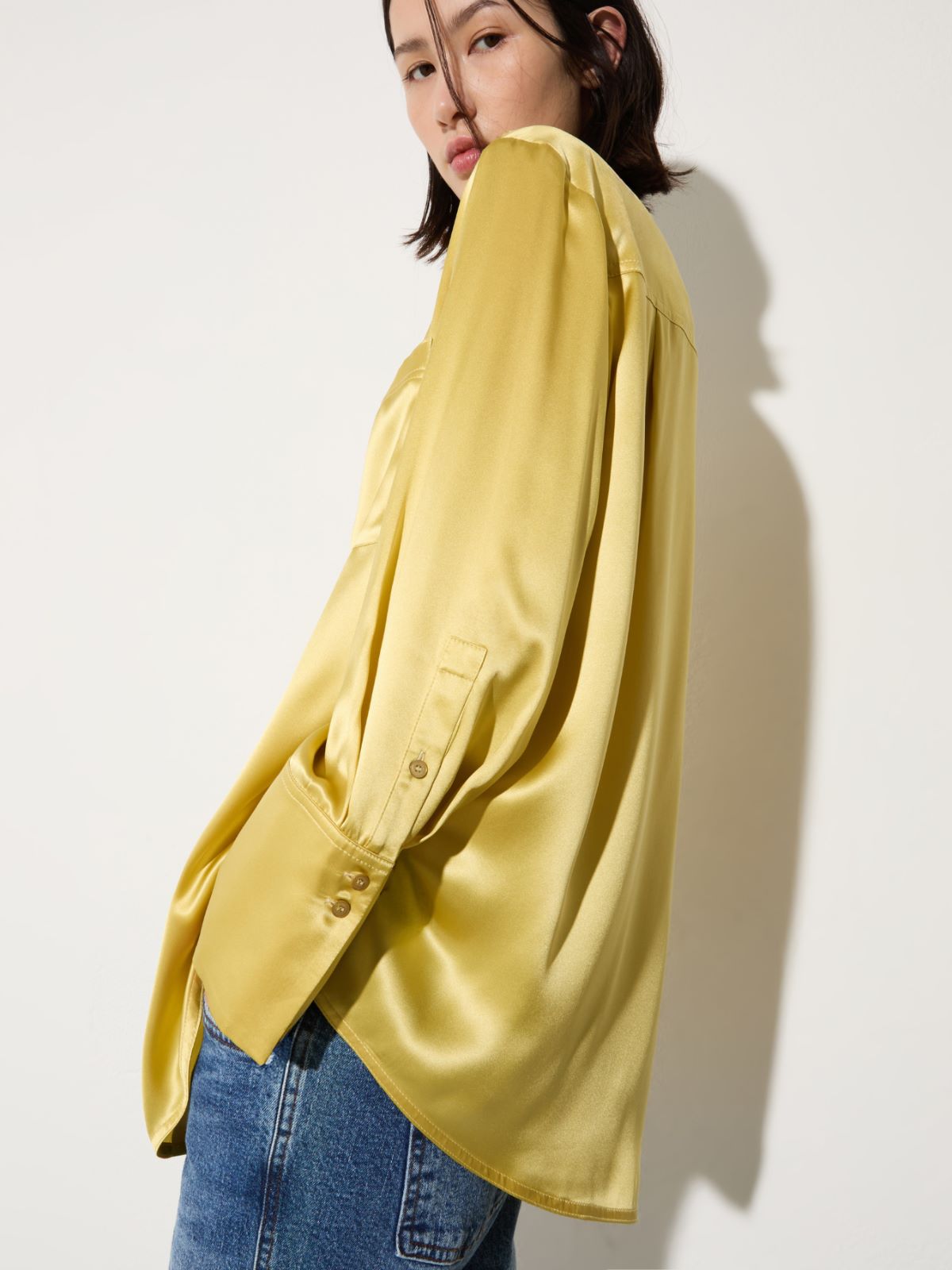 Silk-satin shirt - YELLOW - MAX&Co. - 3