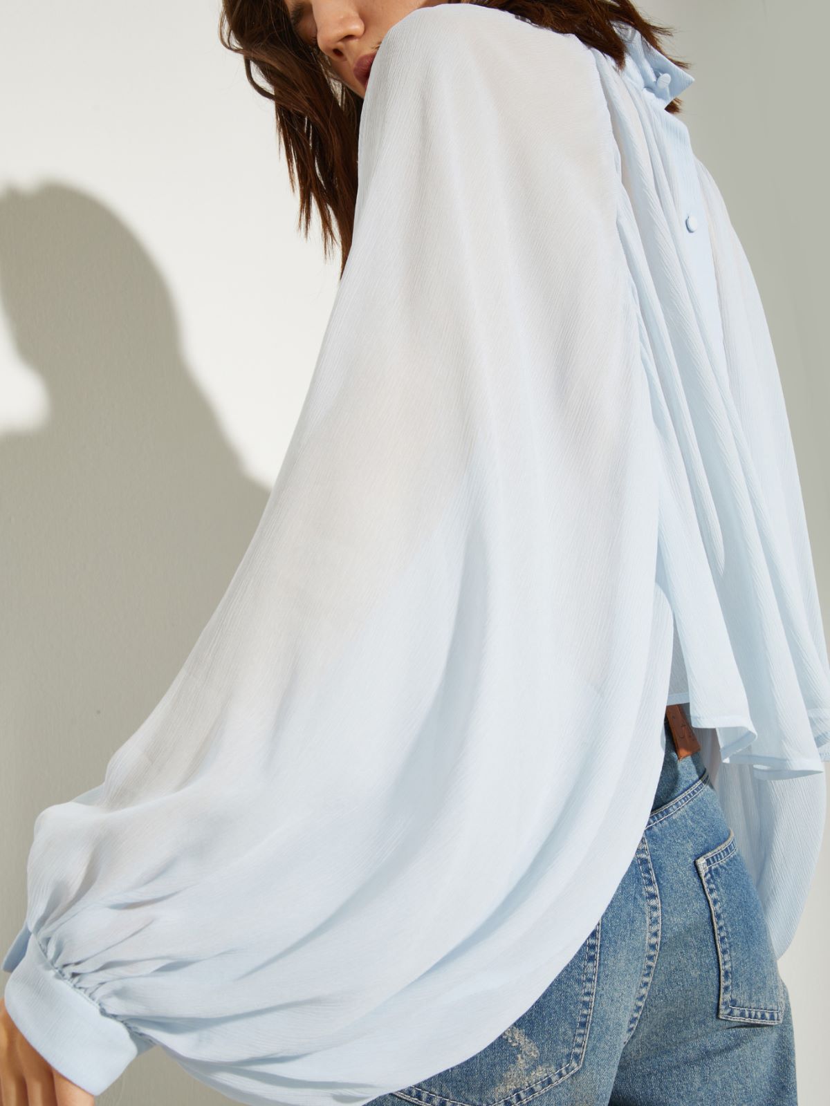 Crepon circle shirt - SKY-BLUE - MAX&Co. - 3