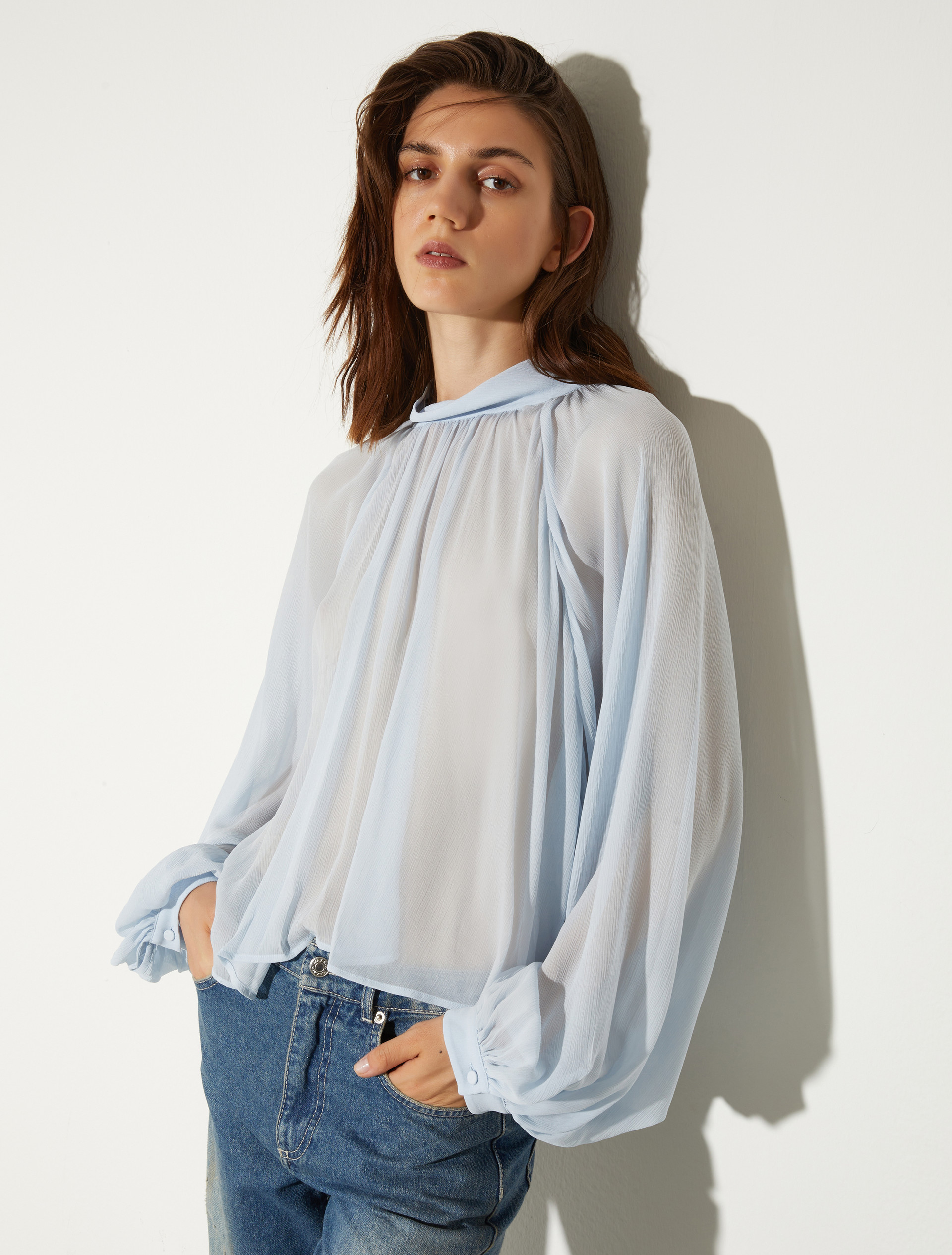 Crepon circle shirt - SKY-BLUE - MAX&Co.