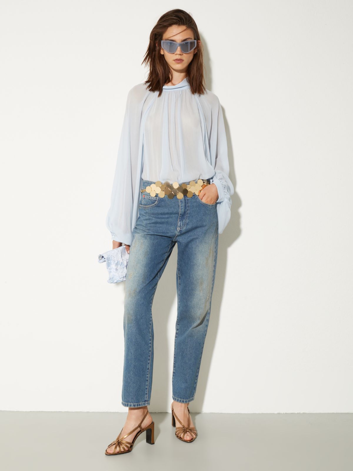 Crepon circle shirt - SKY-BLUE - MAX&Co. - 4