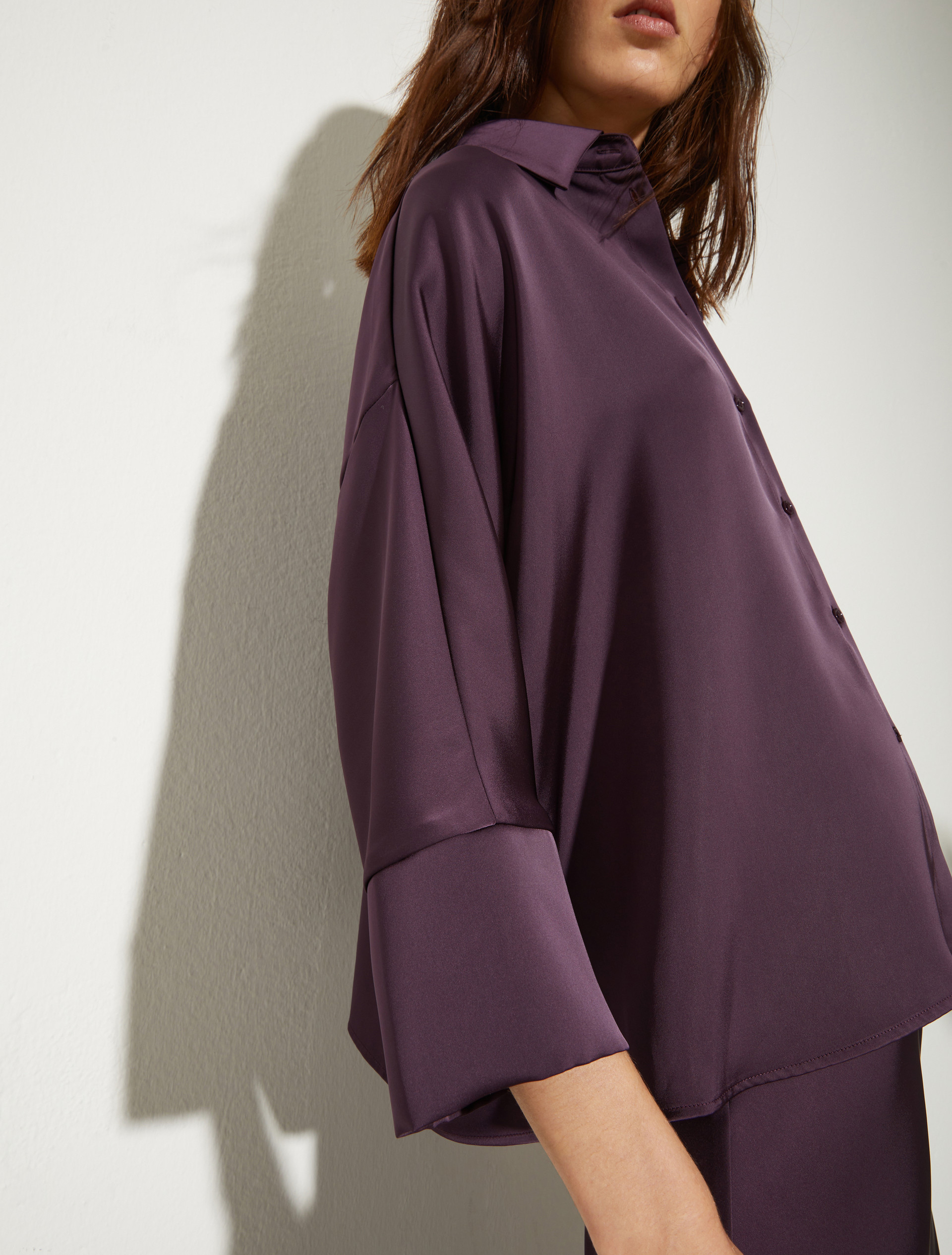 Hemdbluse aus fließendem Satin - AUBERGINE - MAX&Co. - 3