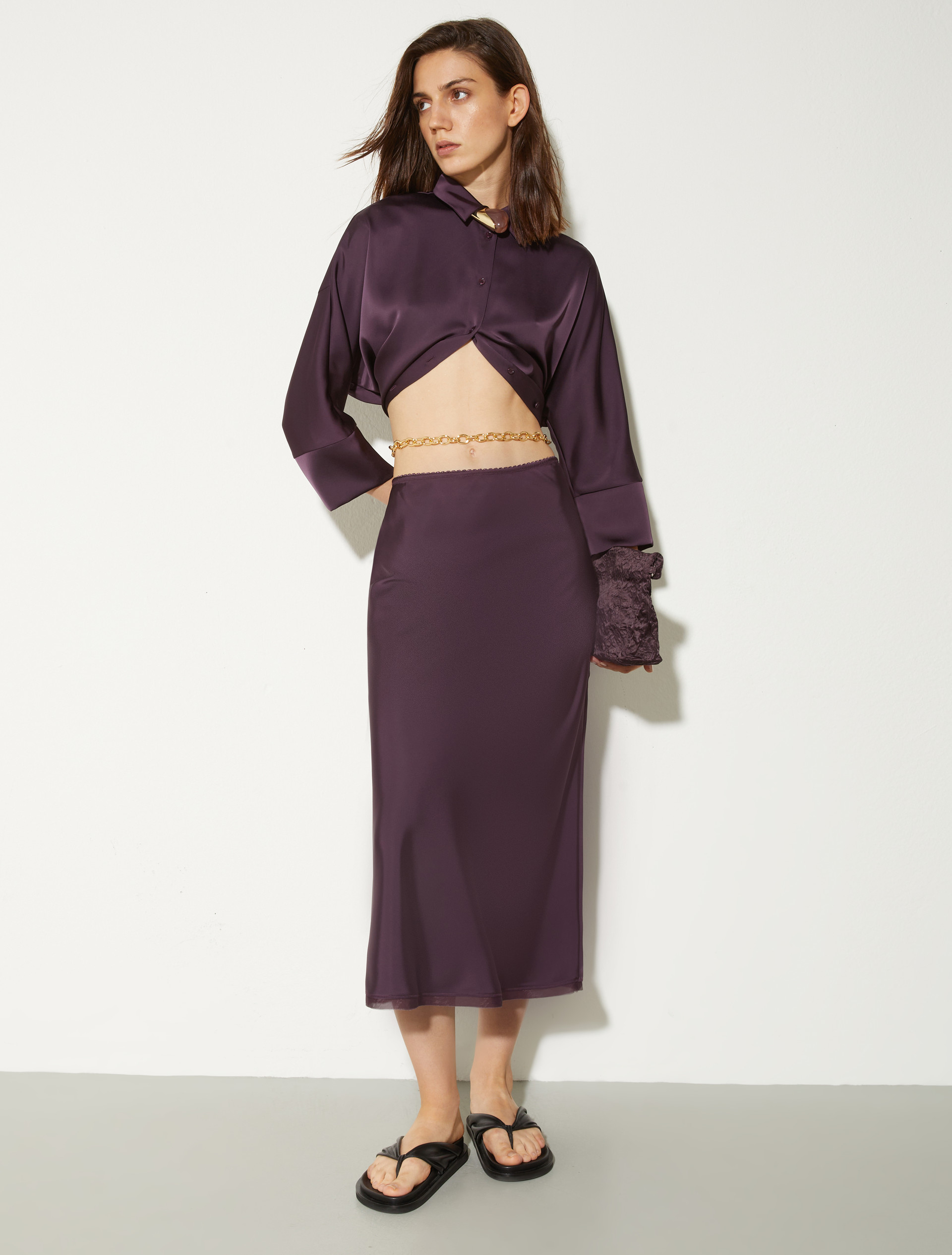 Hemdbluse aus fließendem Satin - AUBERGINE - MAX&Co. - 4