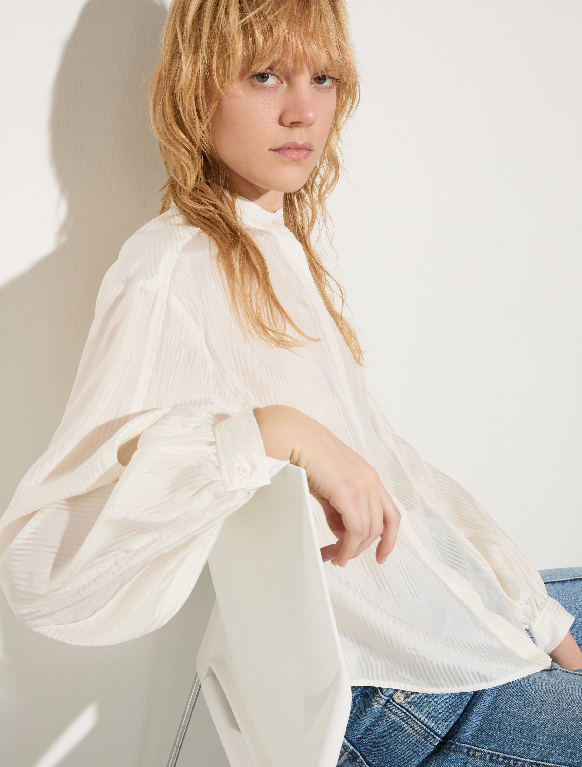 Striped textured shirt, white | MAX&Co. Striped textured shirt - WHITE - MAX&Co. - 3