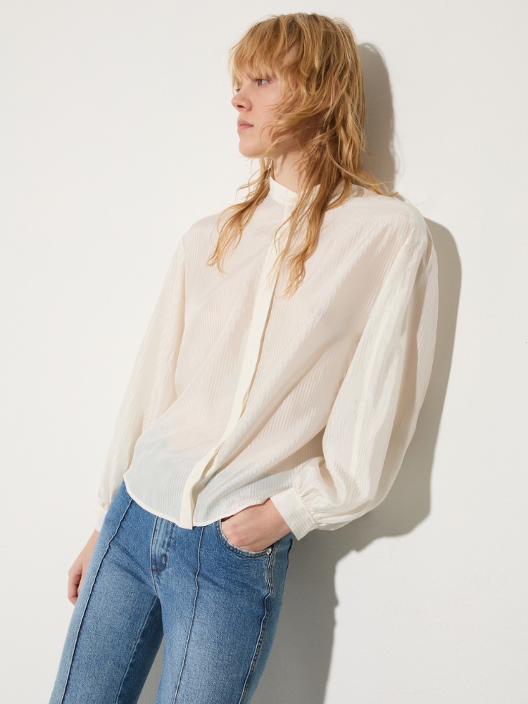 Striped textured shirt Striped textured shirt - WHITE - MAX&Co.