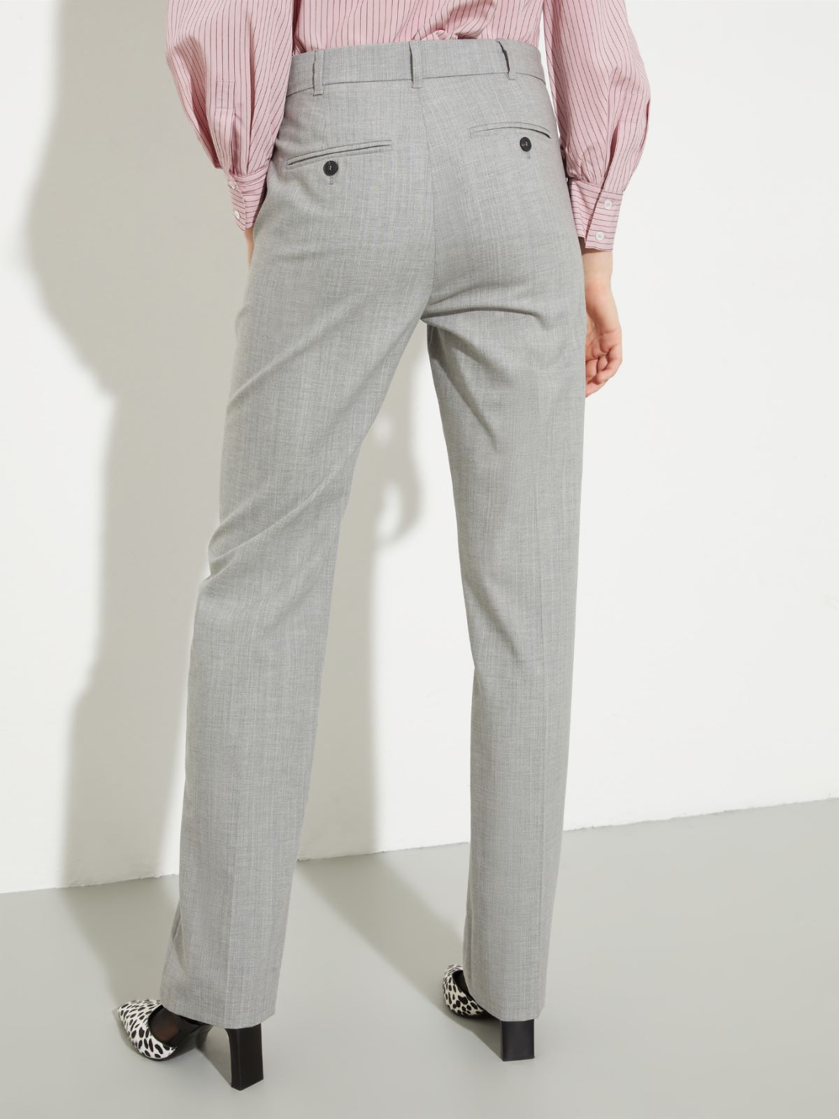Straight wool and cotton trousers - GREY - MAX&Co. - 2