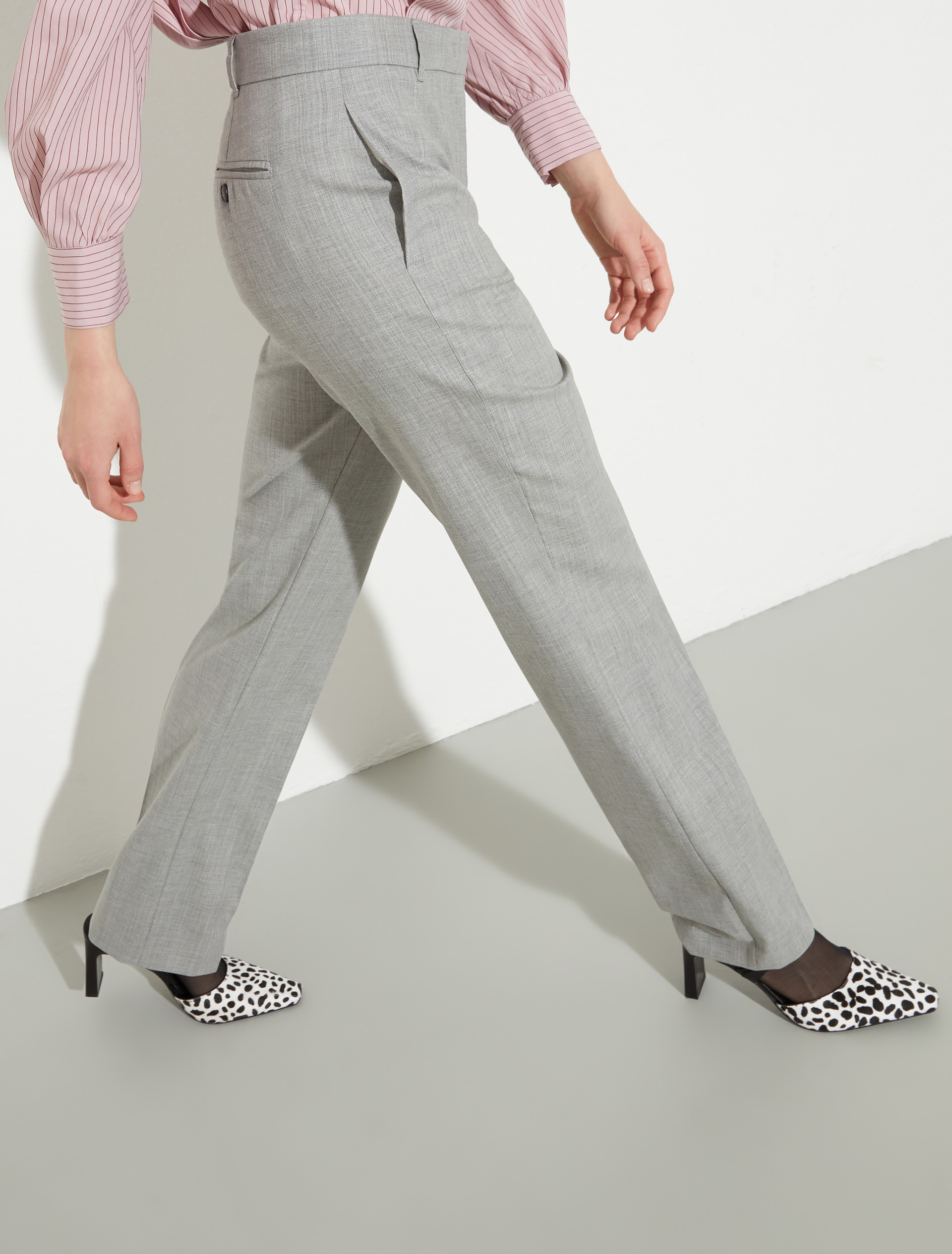 Straight wool and cotton trousers - GREY - MAX&Co. - 3