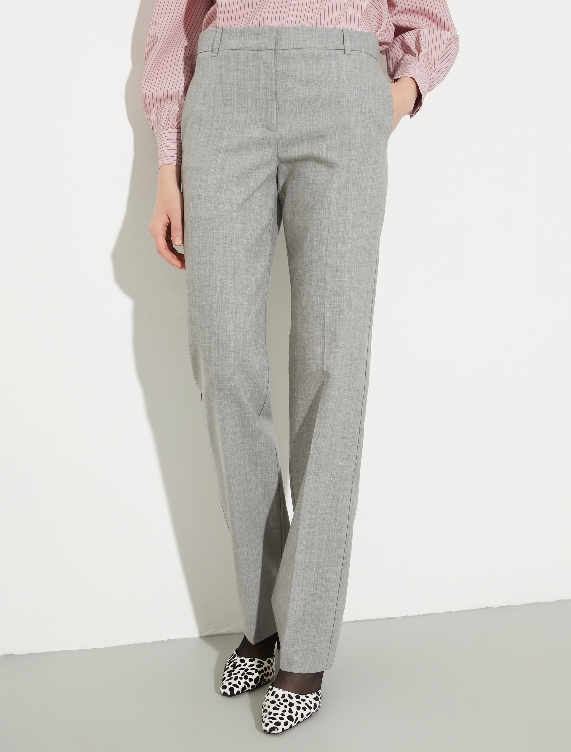 Straight wool and cotton trousers - GREY - MAX&Co.