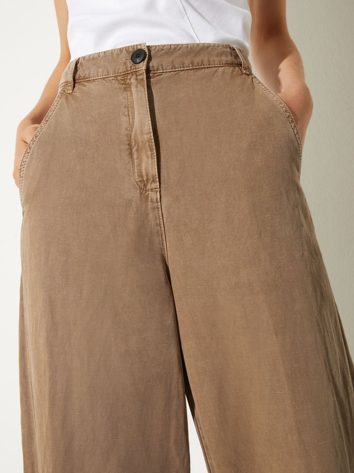 Barrel-leg twill trousers - COCOA - MAX&Co. - 3