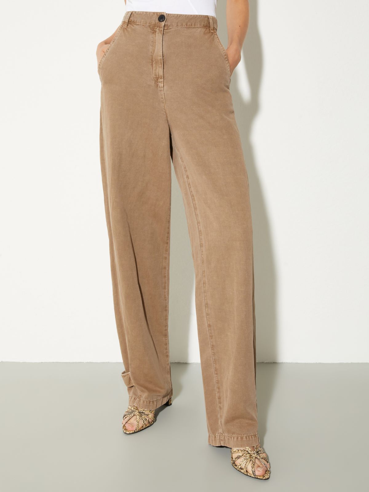 Barrel-leg twill trousers - COCOA - MAX&Co.