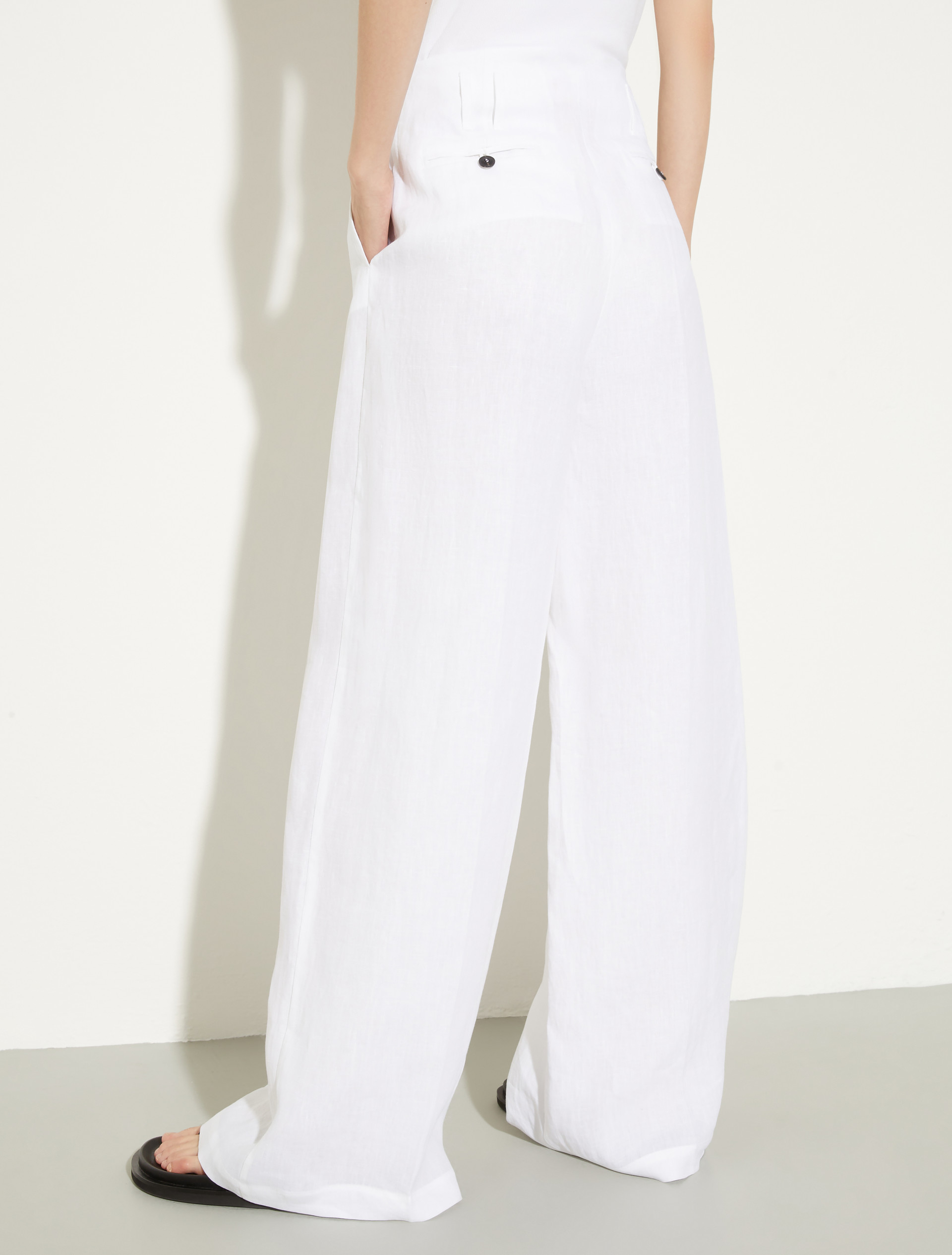 Wide-leg linen trousers - WHITE - MAX&Co. - 2