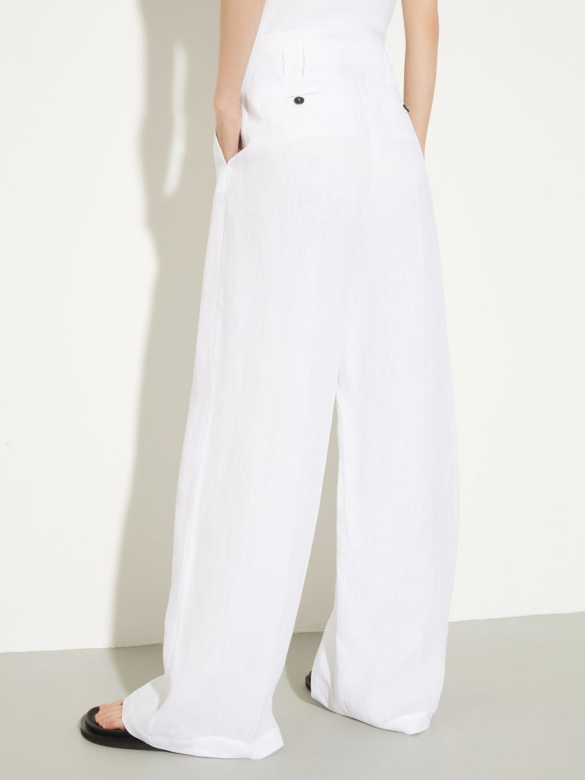 Wide-leg linen trousers - WHITE - MAX&Co. - 2