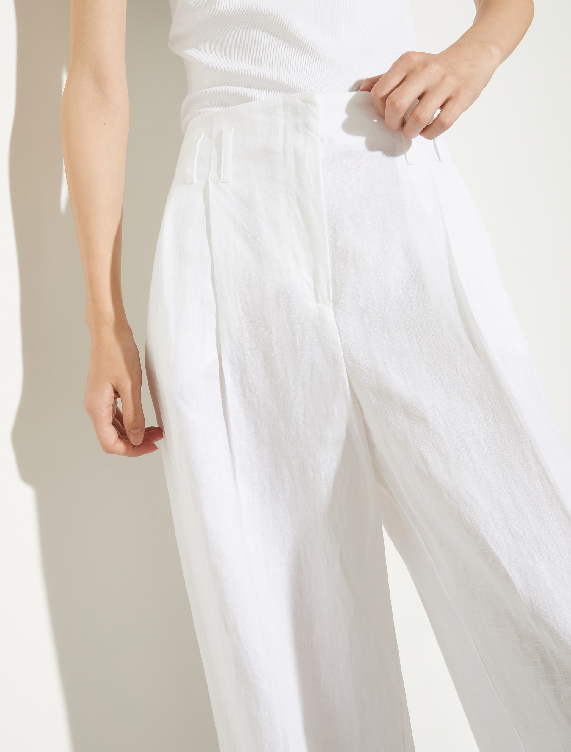 Wide-leg linen trousers - WHITE - MAX&Co. - 3