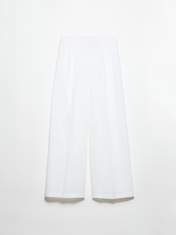 Wide-leg linen trousers - WHITE - MAX&Co.