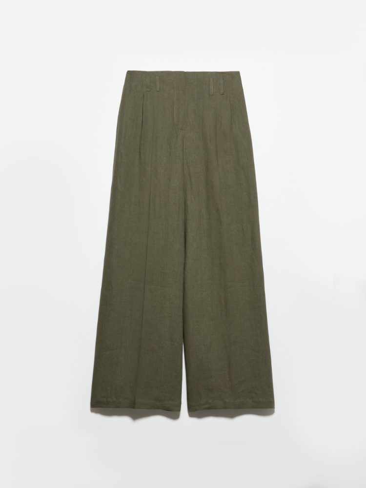 Wide-leg linen trousers - KAKI - MAX&Co.