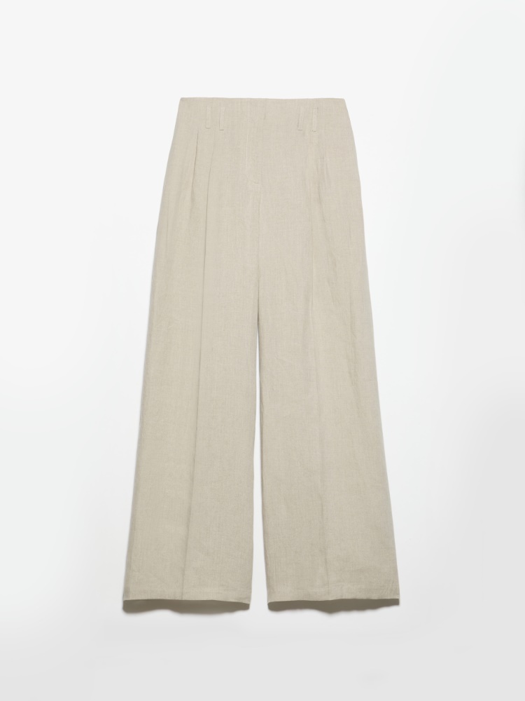 Wide-leg linen trousers - OFF-WHITE - MAX&Co.