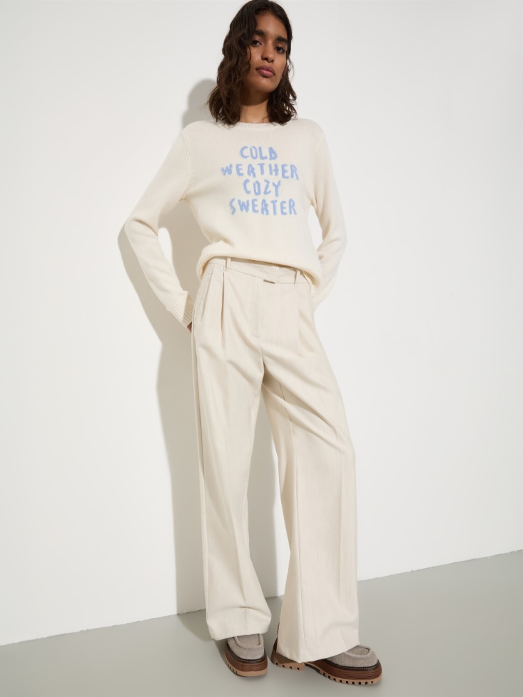 Undyed gabardine trousers - WOOL WHITE - MAX&Co.