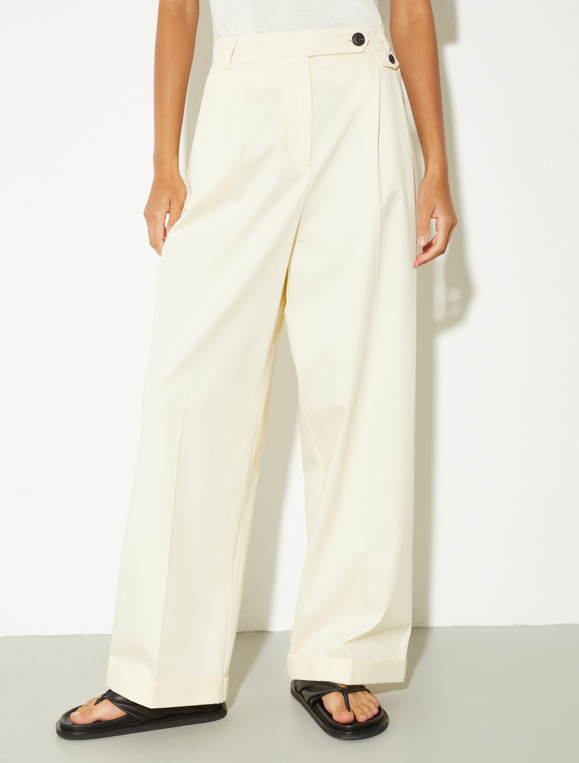 Wide-leg gabardine trousers, vanilla | MAX&Co. Wide-leg gabardine trousers - VANILLA - MAX&Co.
