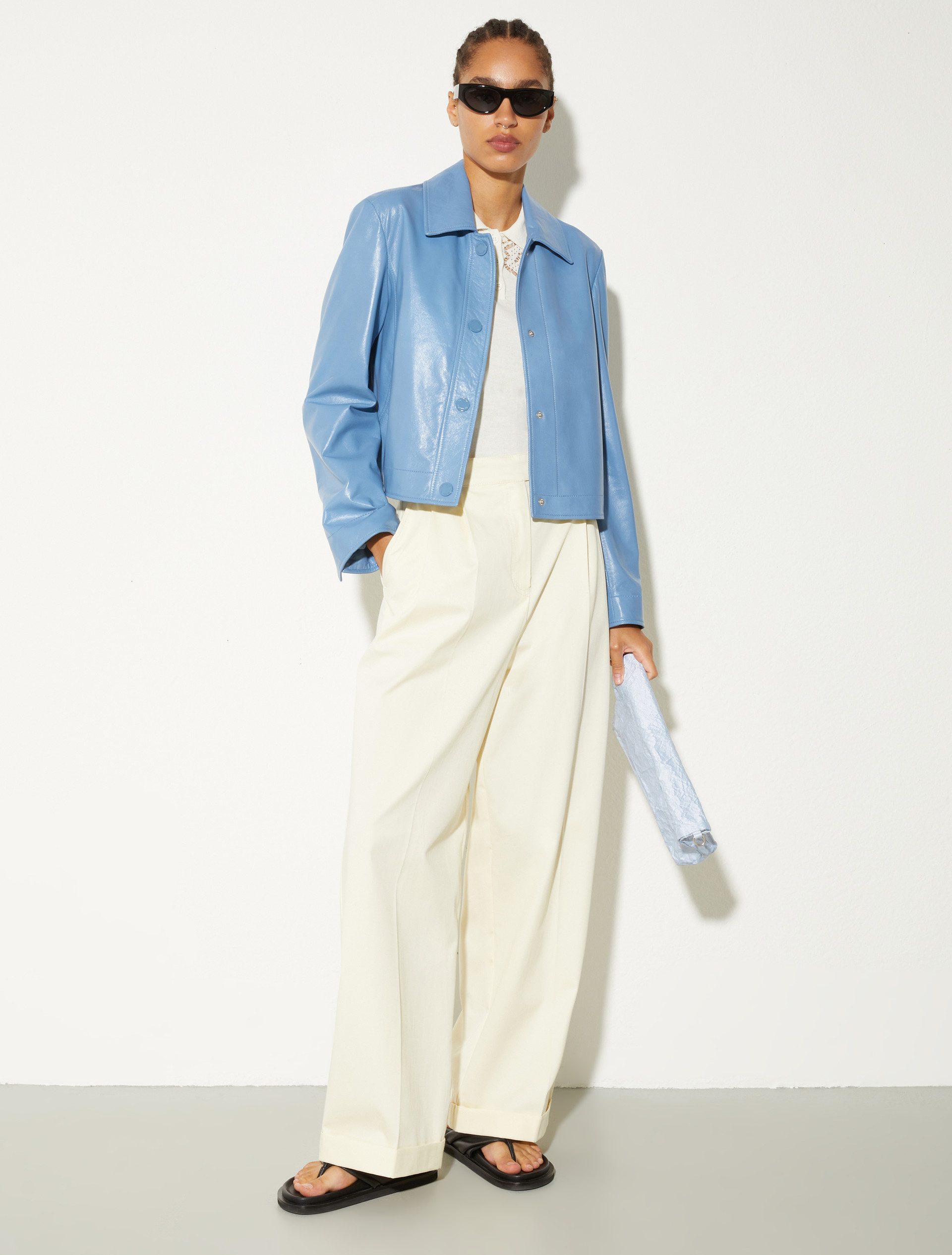 Wide-leg gabardine trousers, vanilla | MAX&Co. Wide-leg gabardine trousers - VANILLA - MAX&Co. - 4