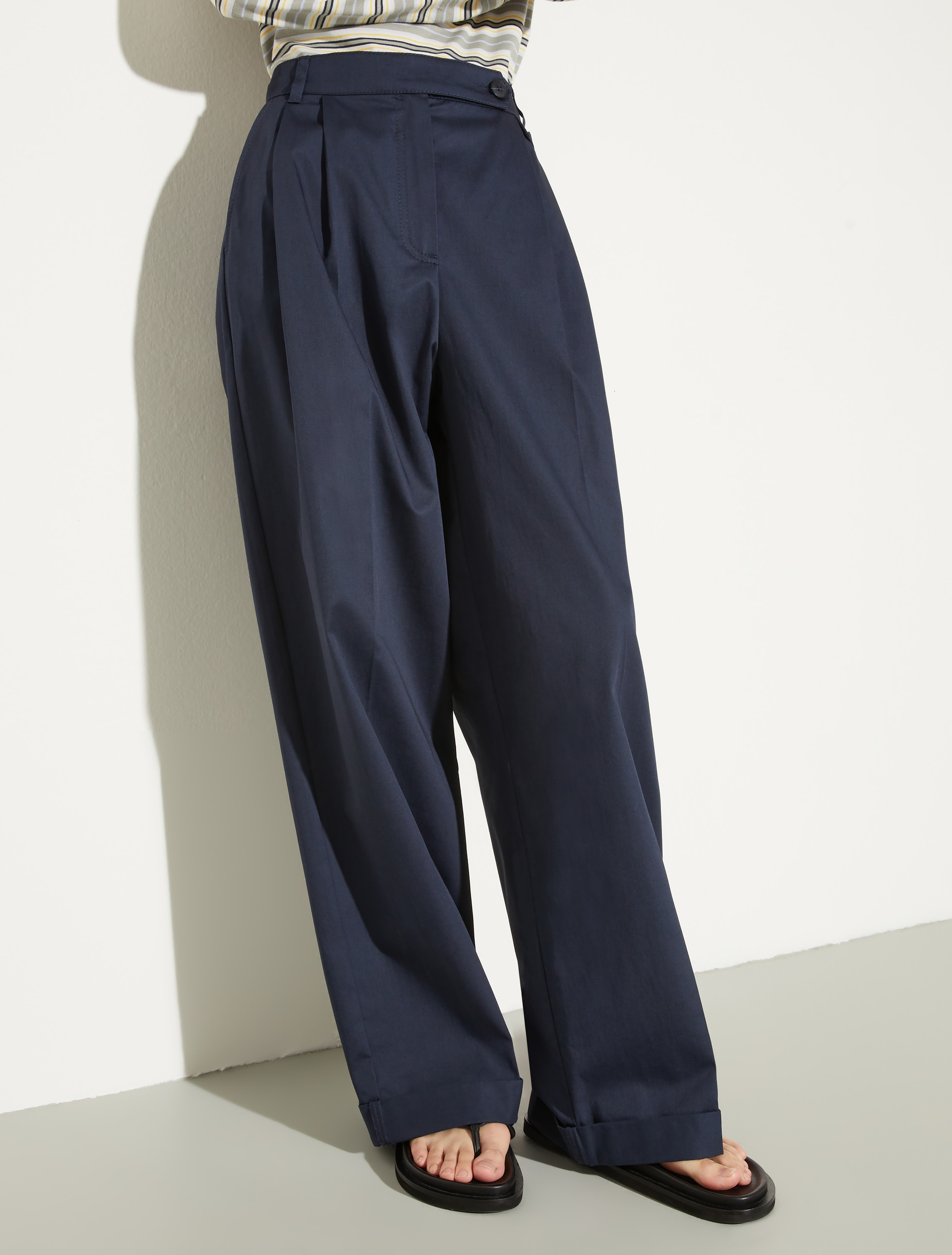 Wide-leg gabardine trousers - NAVY - MAX&Co.