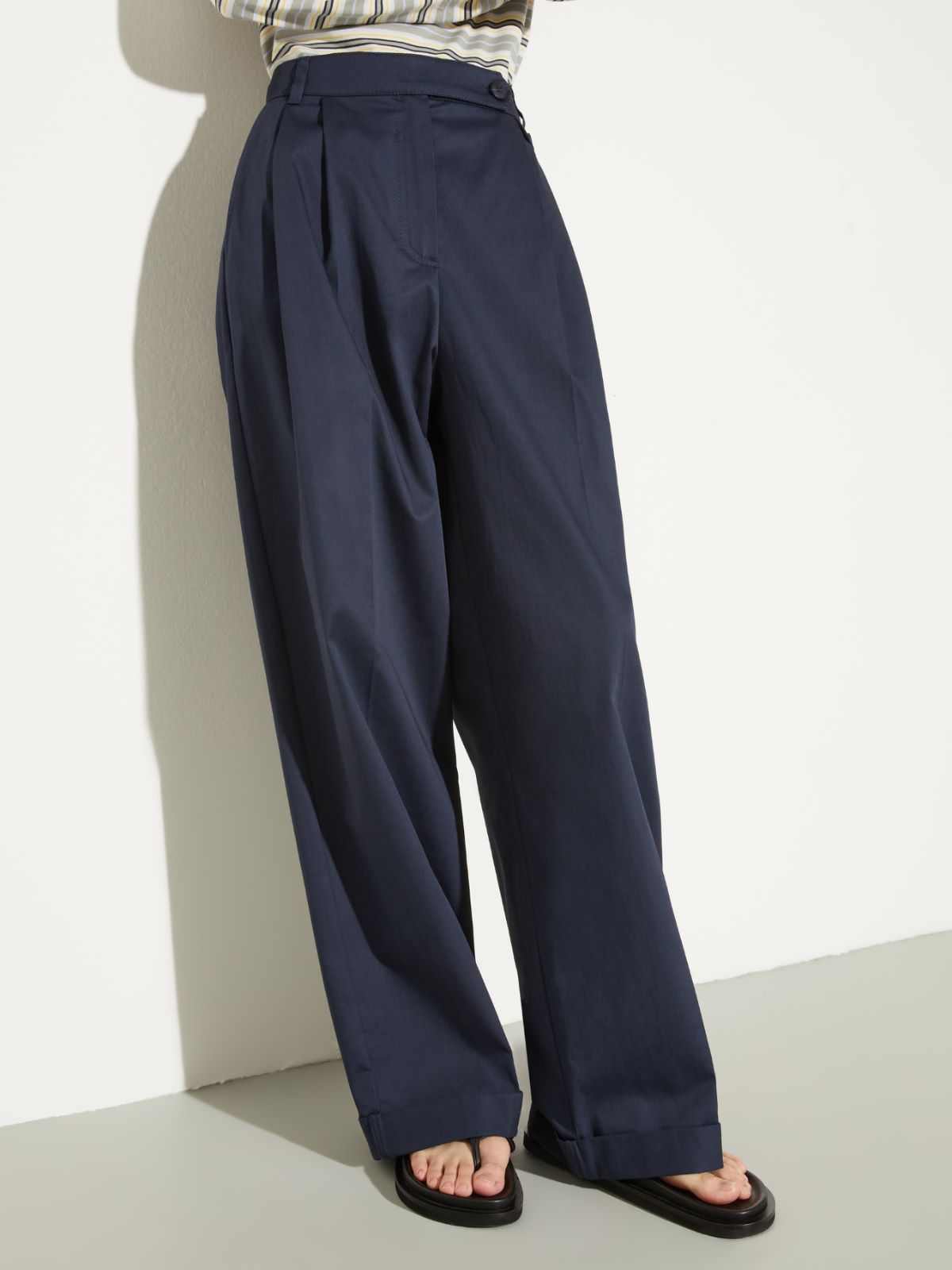 Wide-leg gabardine trousers - NAVY - MAX&Co.