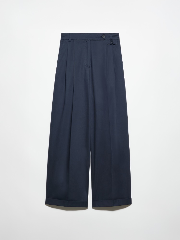 Wide-leg gabardine trousers - NAVY - MAX&Co.