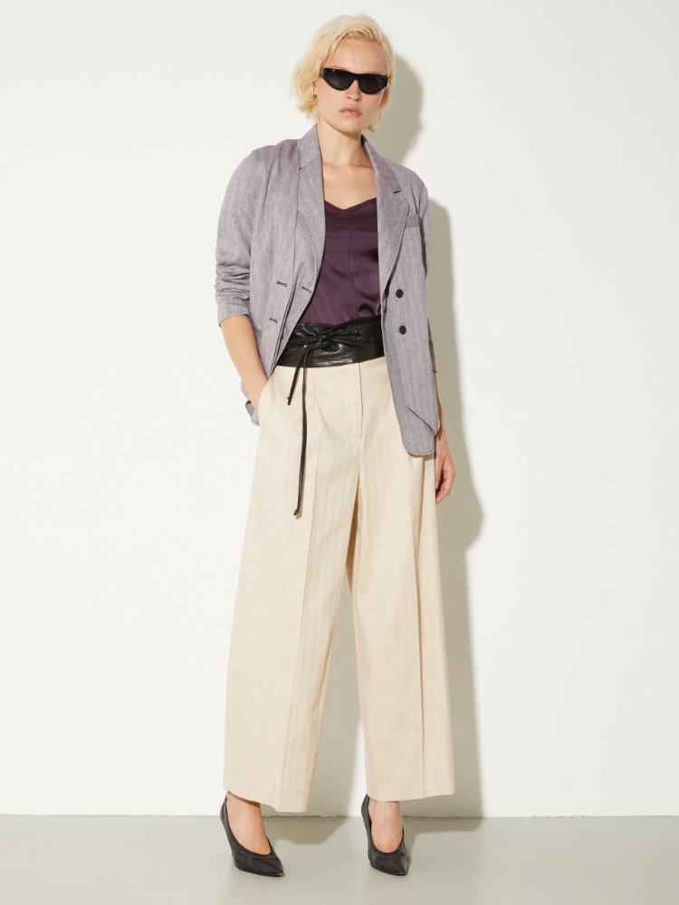 Wide-leg linen and cotton trousers - MAX&Co. - 4