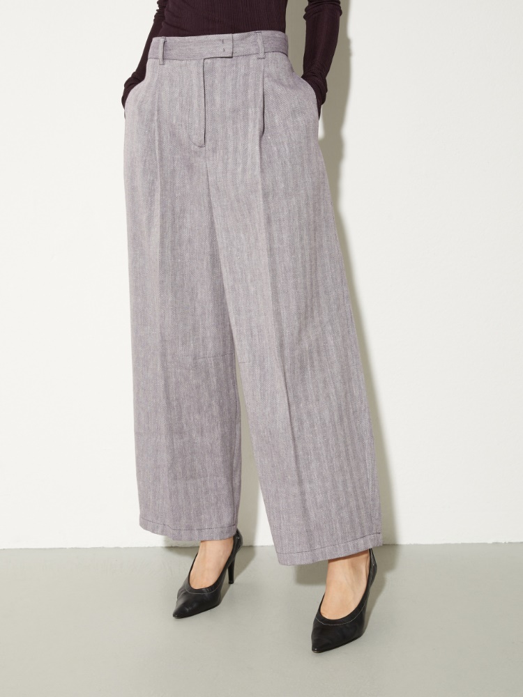Wide-leg linen and cotton trousers - MAX&Co.