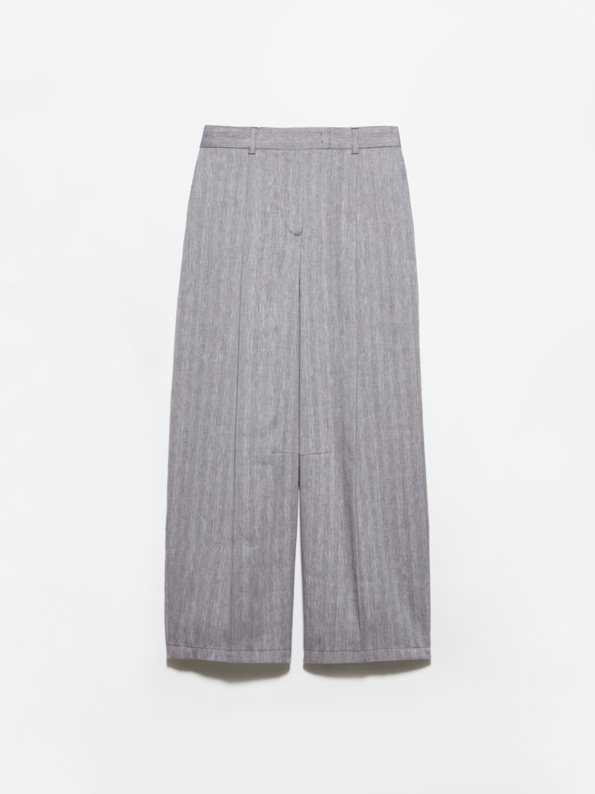 Wide-leg linen and cotton trousers - AUBERGINE - MAX&Co.