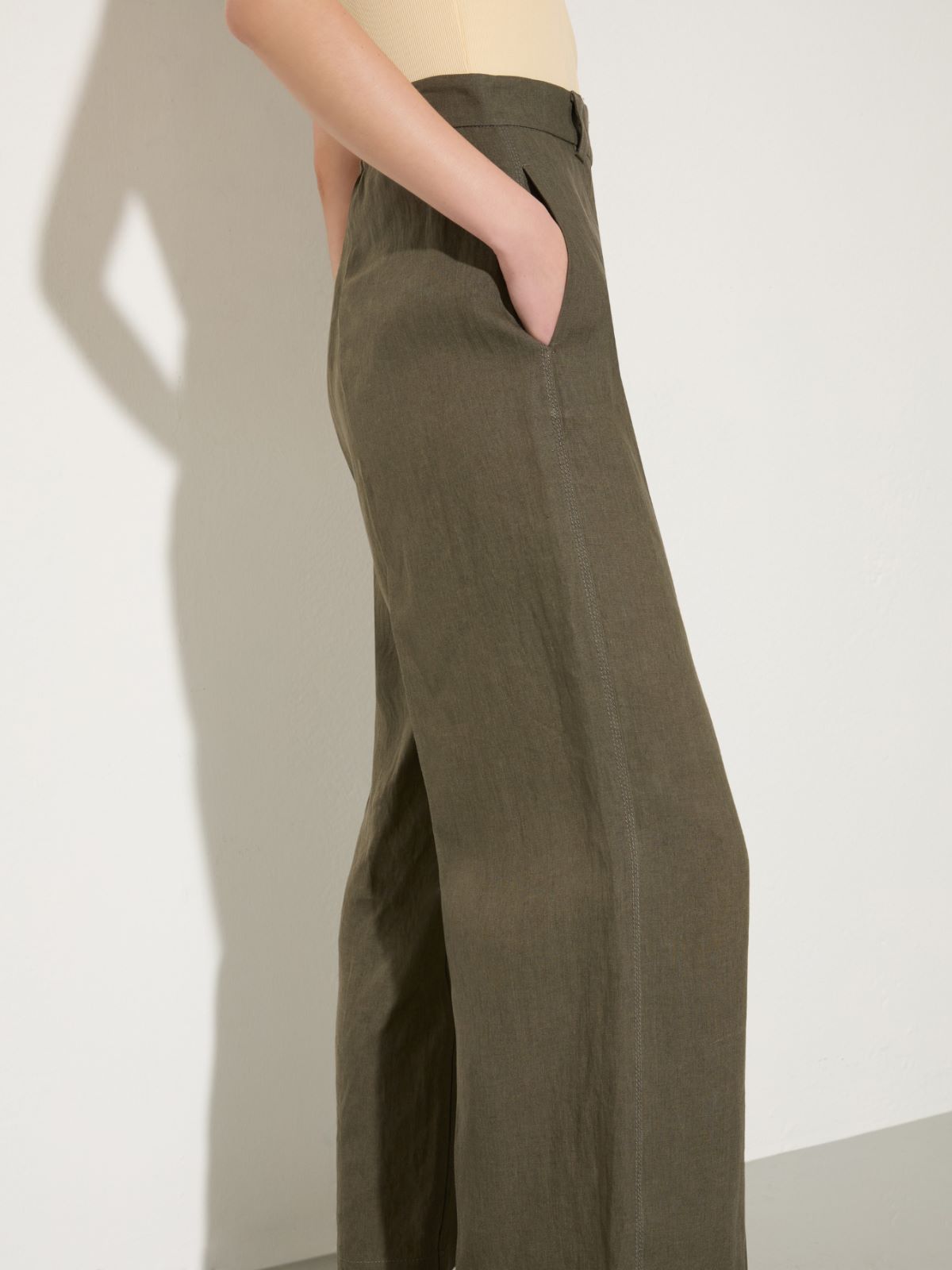Pure linen trousers - KAKI - MAX&Co.