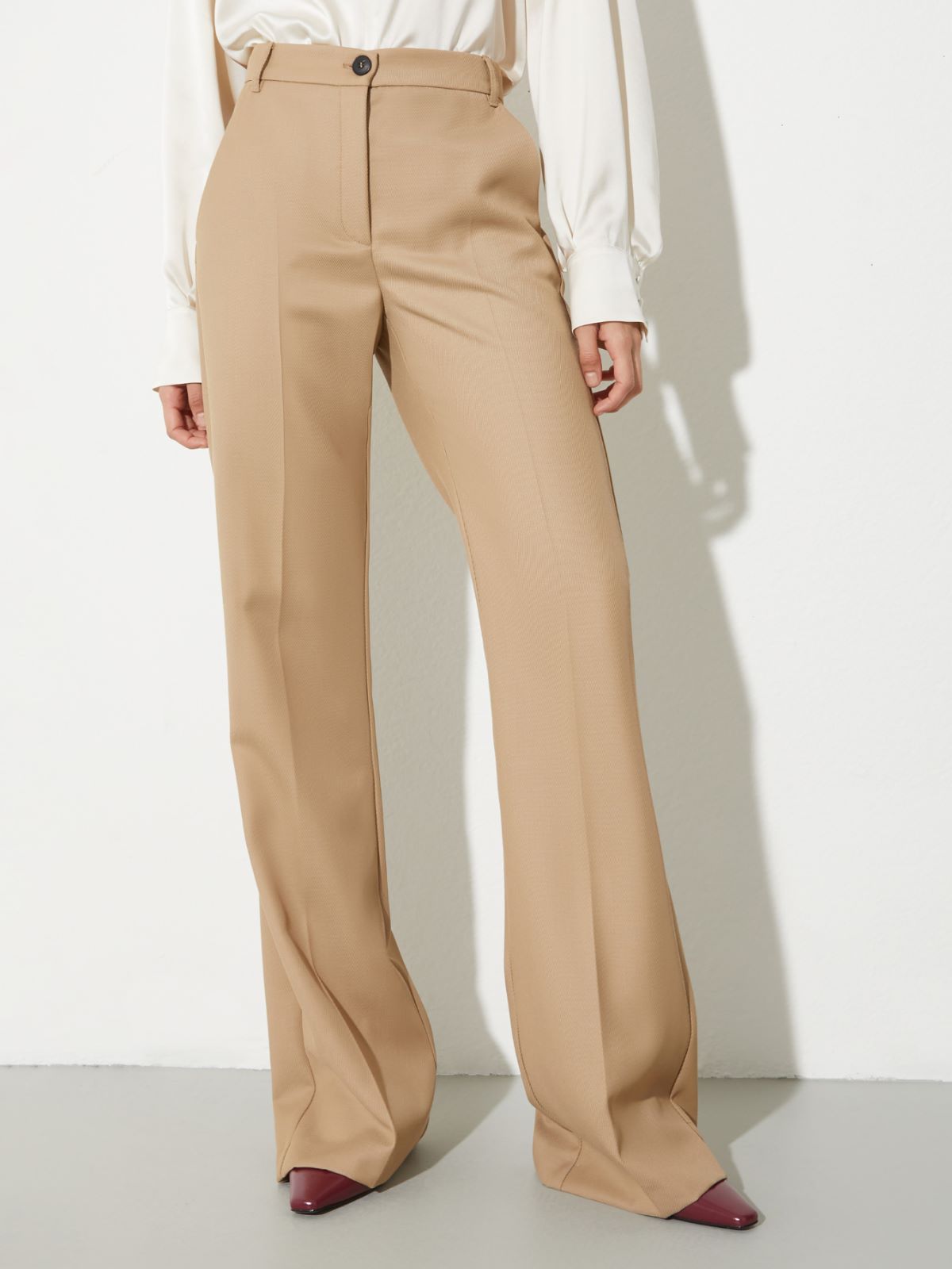 Wool-blend bootcut trousers - COFFEE - MAX&Co.