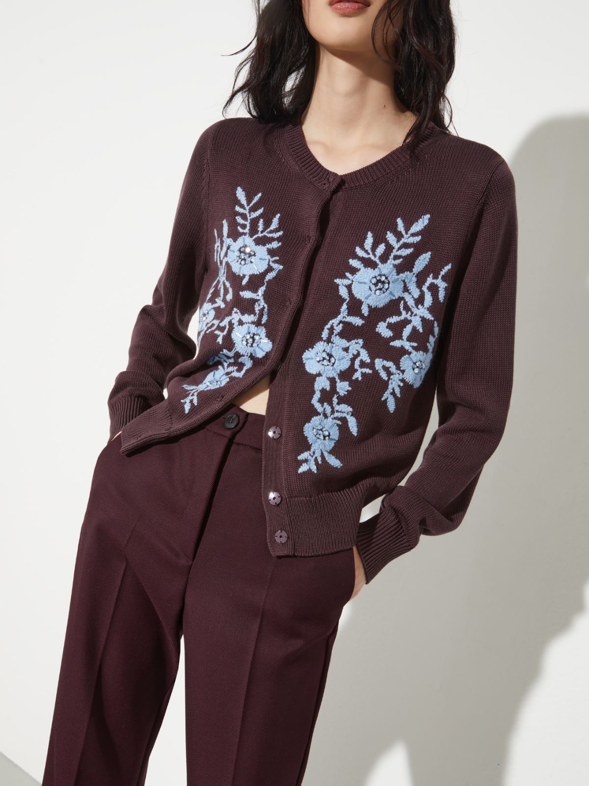 Wool-blend bootcut trousers - BORDEAUX - MAX&Co. - 3