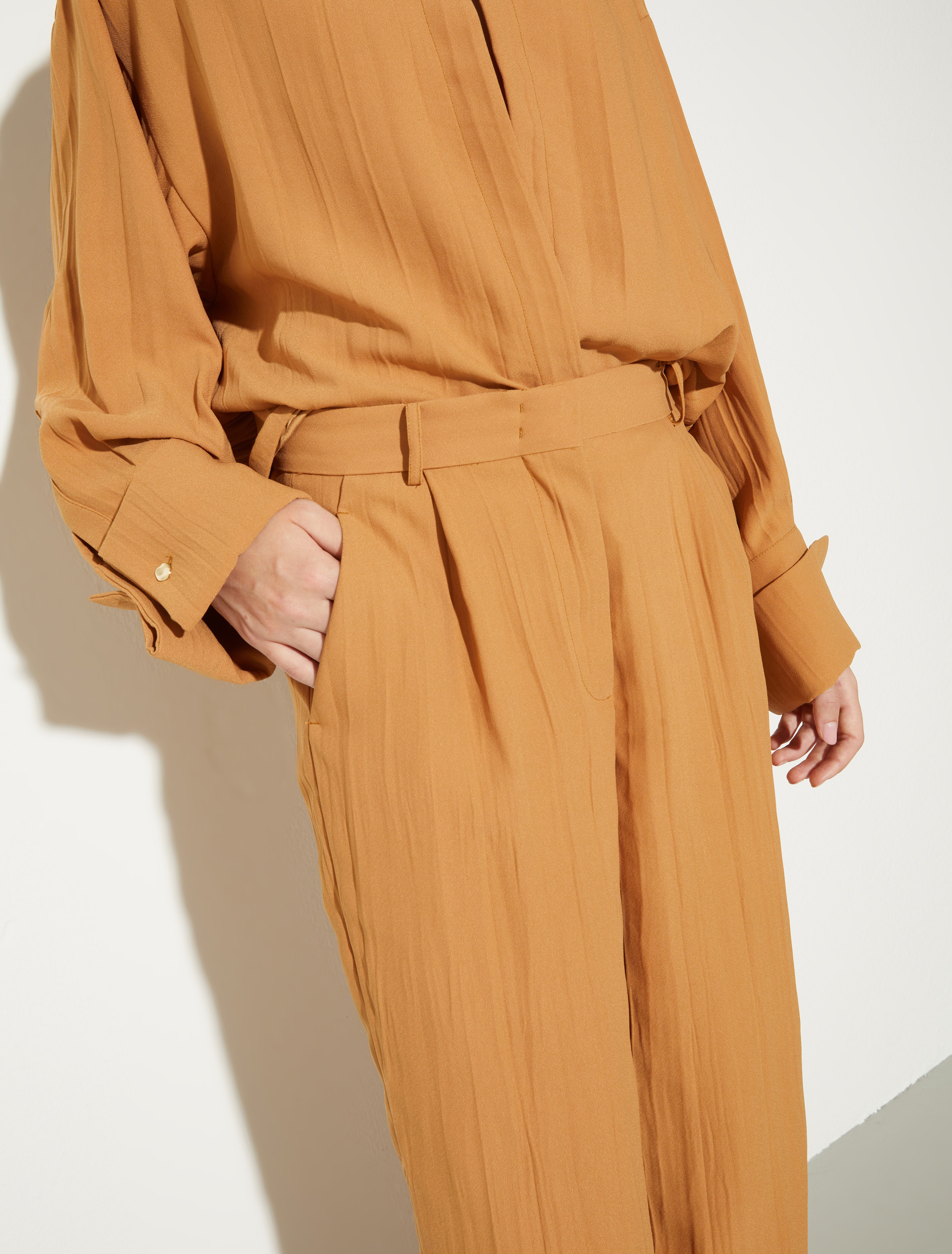 Pantalon en envers-satin froissé - TERRE CUITE - MAX&Co. - 3