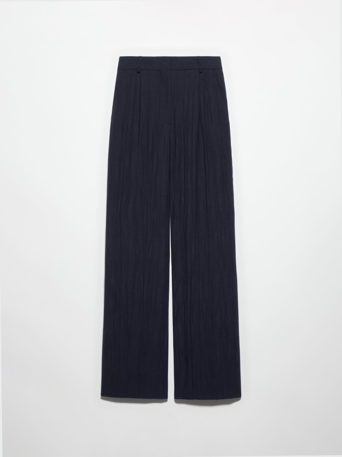 Pantalon en envers-satin froissé - BLEU NUIT - MAX&Co. - 5