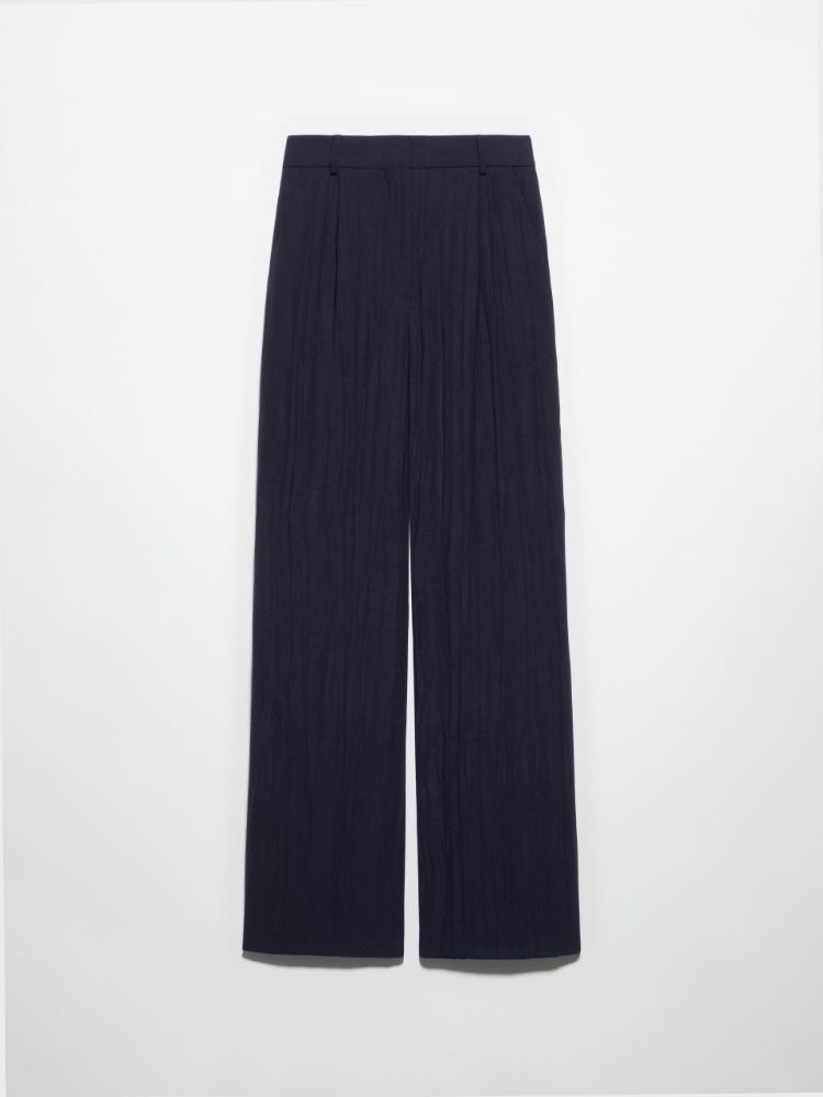 Crinkled envers-satin trousers - MIDNIGHTBLUE - MAX&Co.