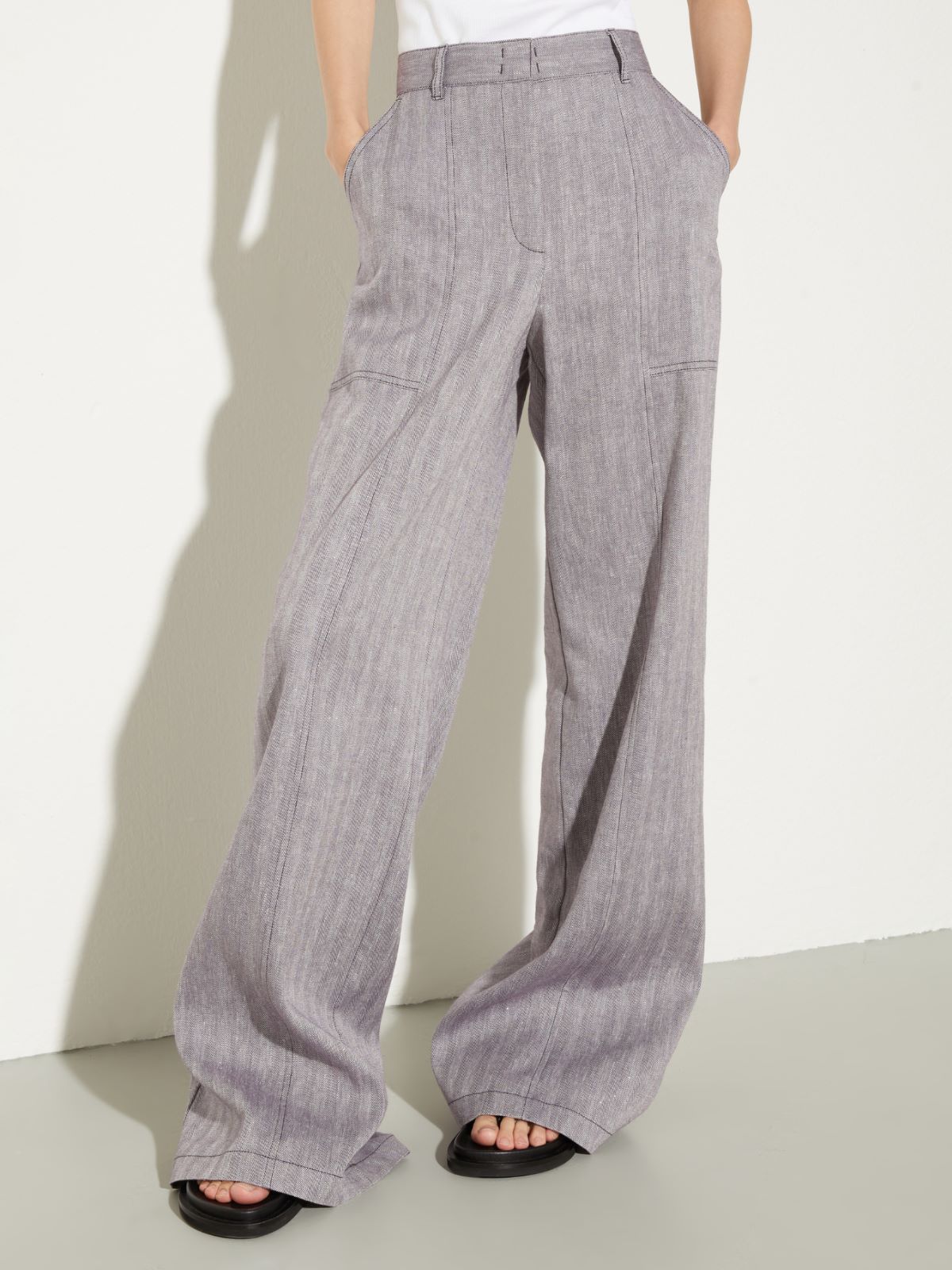 Pantalon en coton et lin - AUBERGINE - MAX&Co.