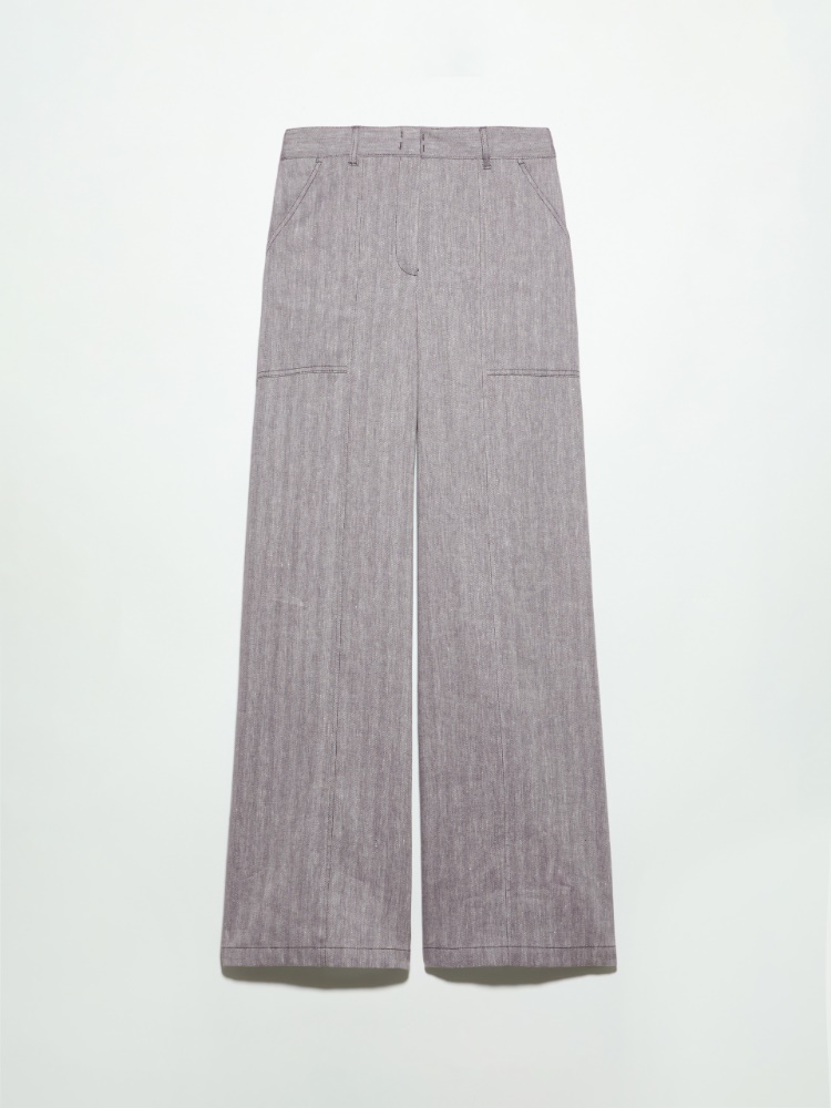 Pantalon en coton et lin - AUBERGINE - MAX&Co.