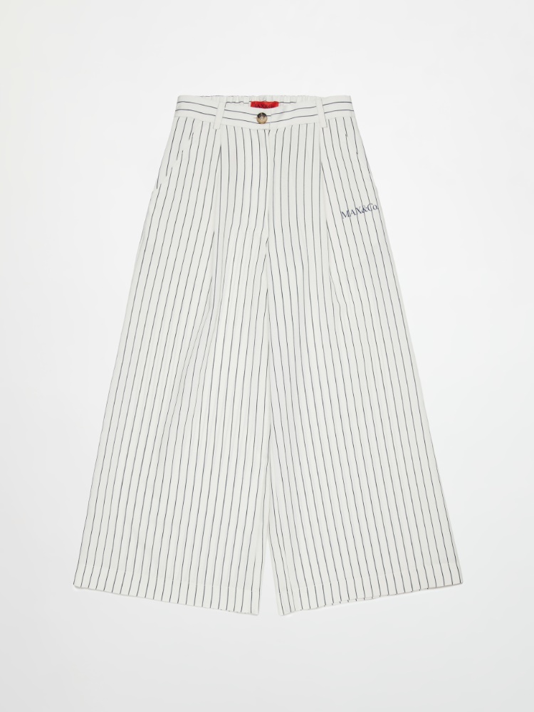 Pantalones palazzo de rayas con logo KID - WHITE - MAX&Co.