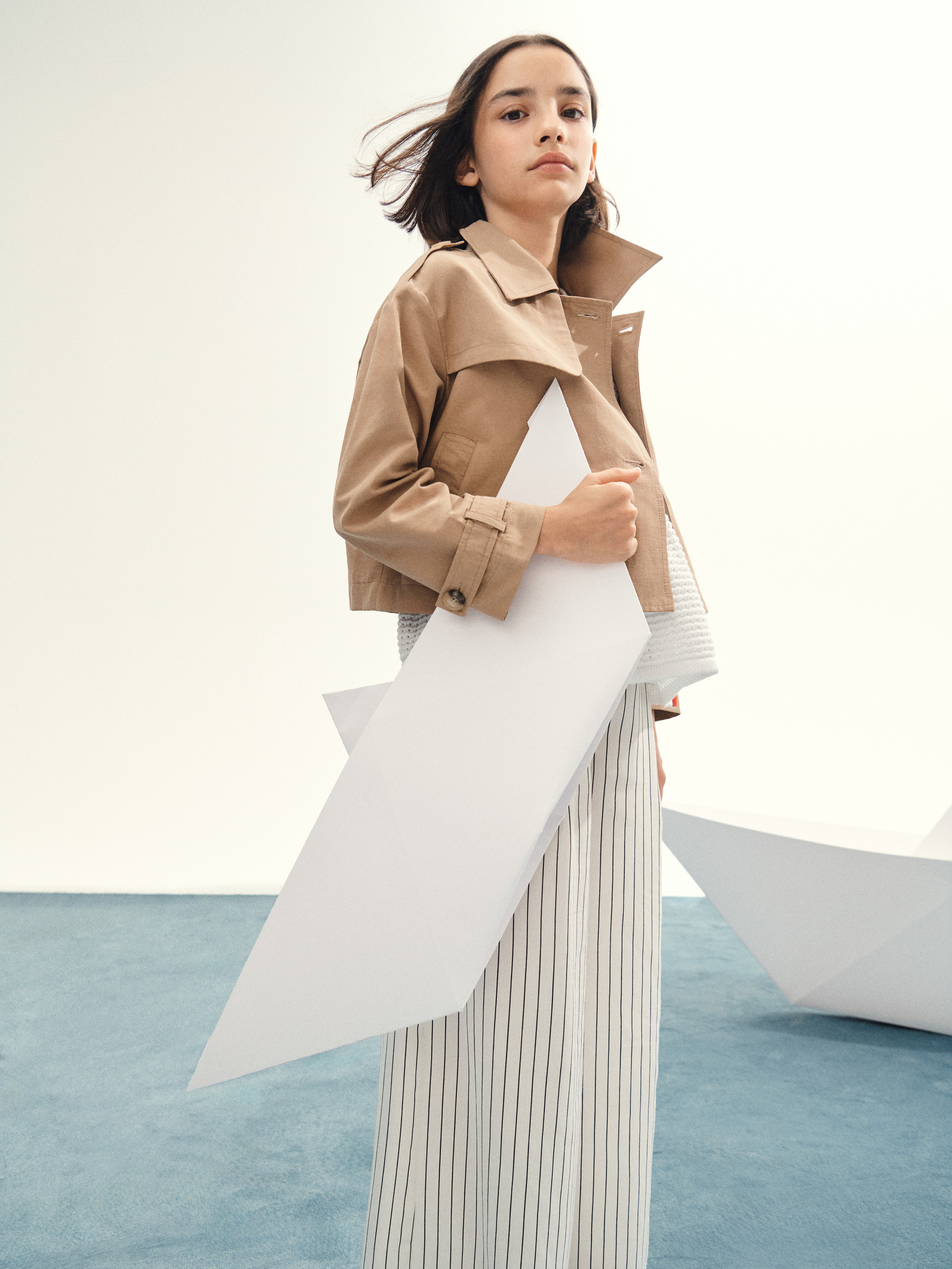 Pantalones palazzo de rayas con logo KID - WHITE - MAX&Co. - 4