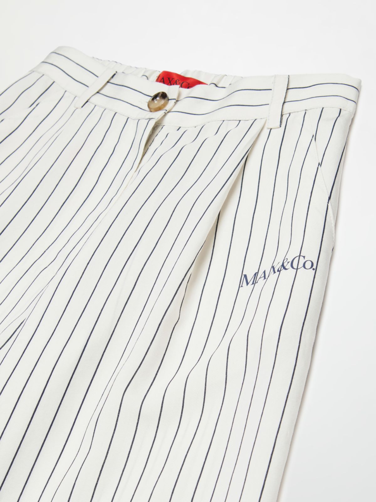 Pantalones palazzo de rayas con logo KID - WHITE - MAX&Co.