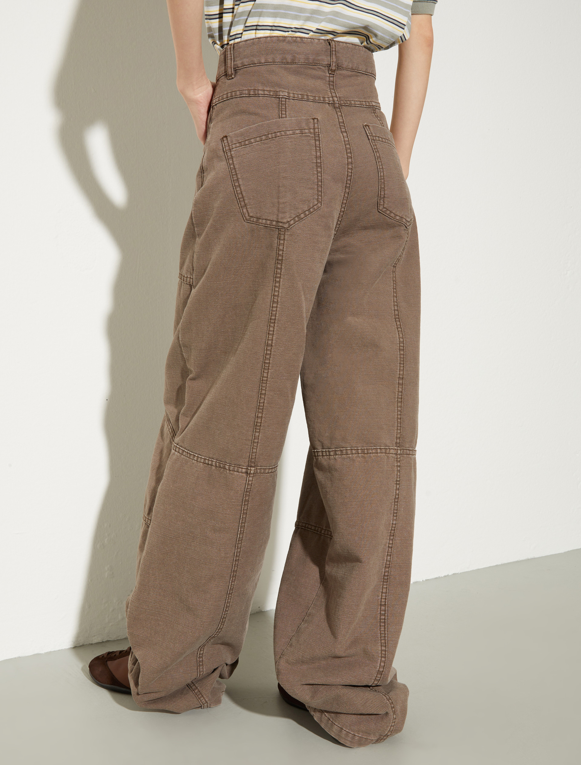 Barrel-leg canvas trousers - COFFEE - MAX&Co. - 2