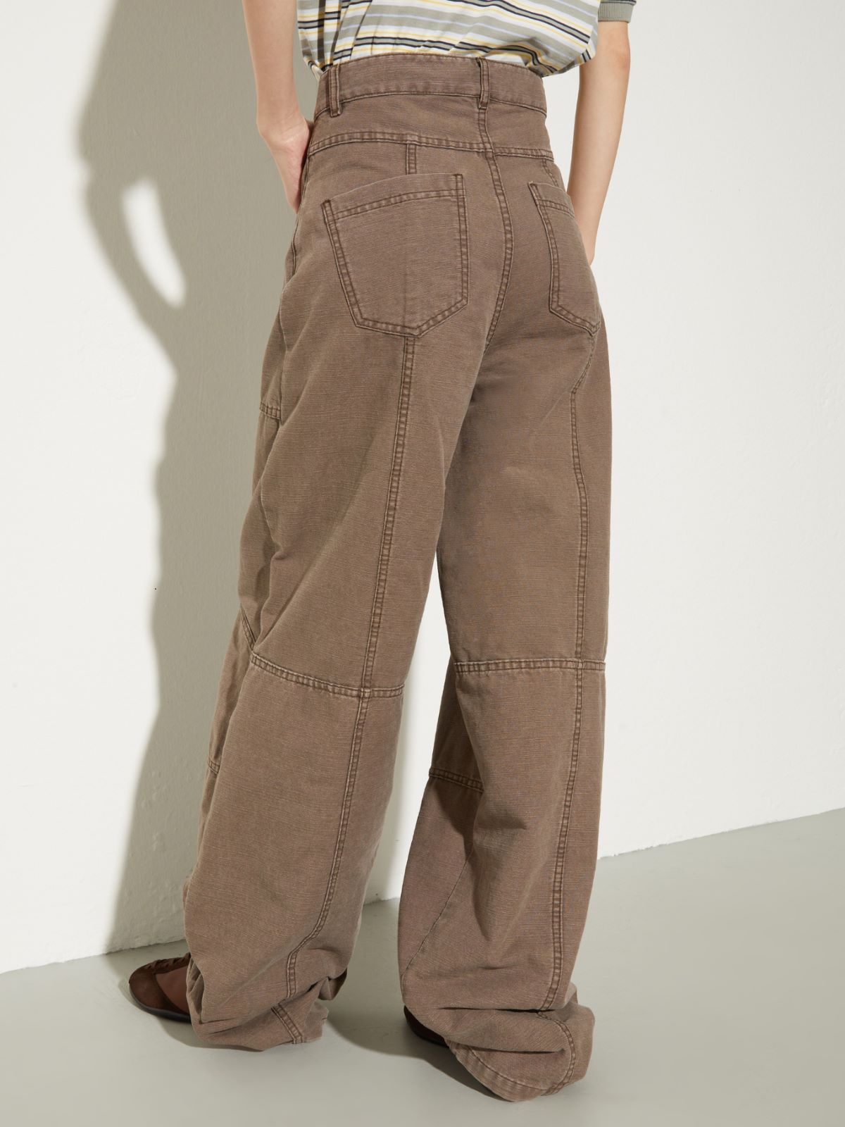 Barrel-leg canvas trousers - COFFEE - MAX&Co. - 2