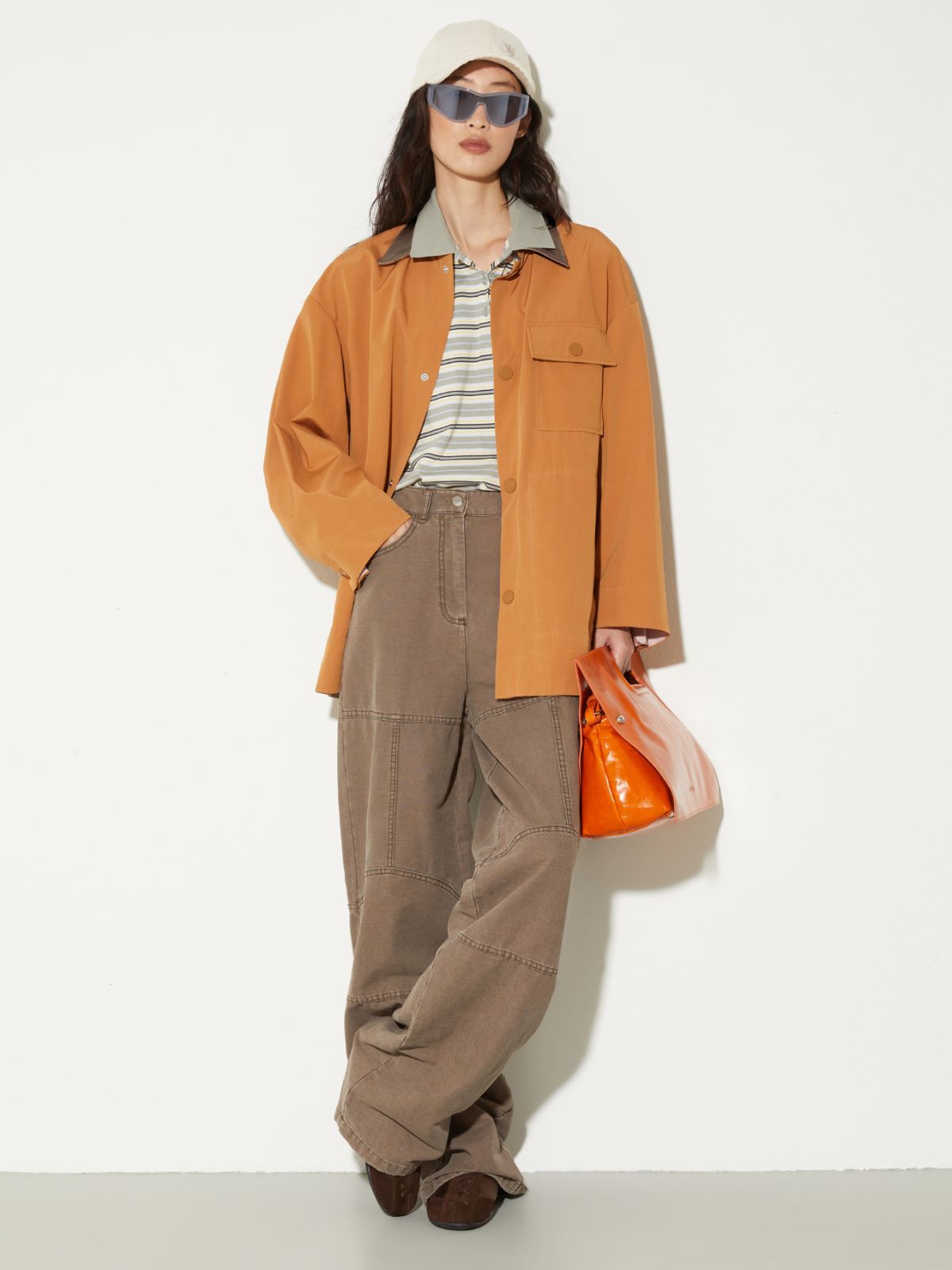 Barrel-leg canvas trousers - COFFEE - MAX&Co. - 4