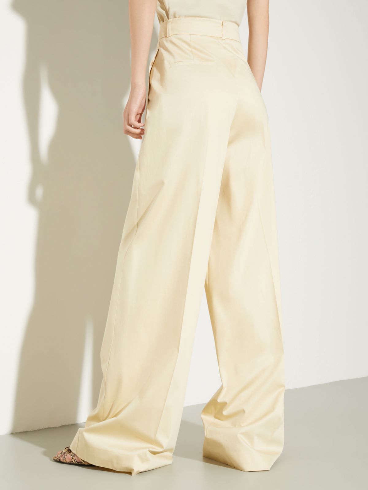 Wide-leg cotton-satin trousers, beige | MAX&Co. Wide-leg cotton-satin trousers - BEIGE - MAX&Co. - 2